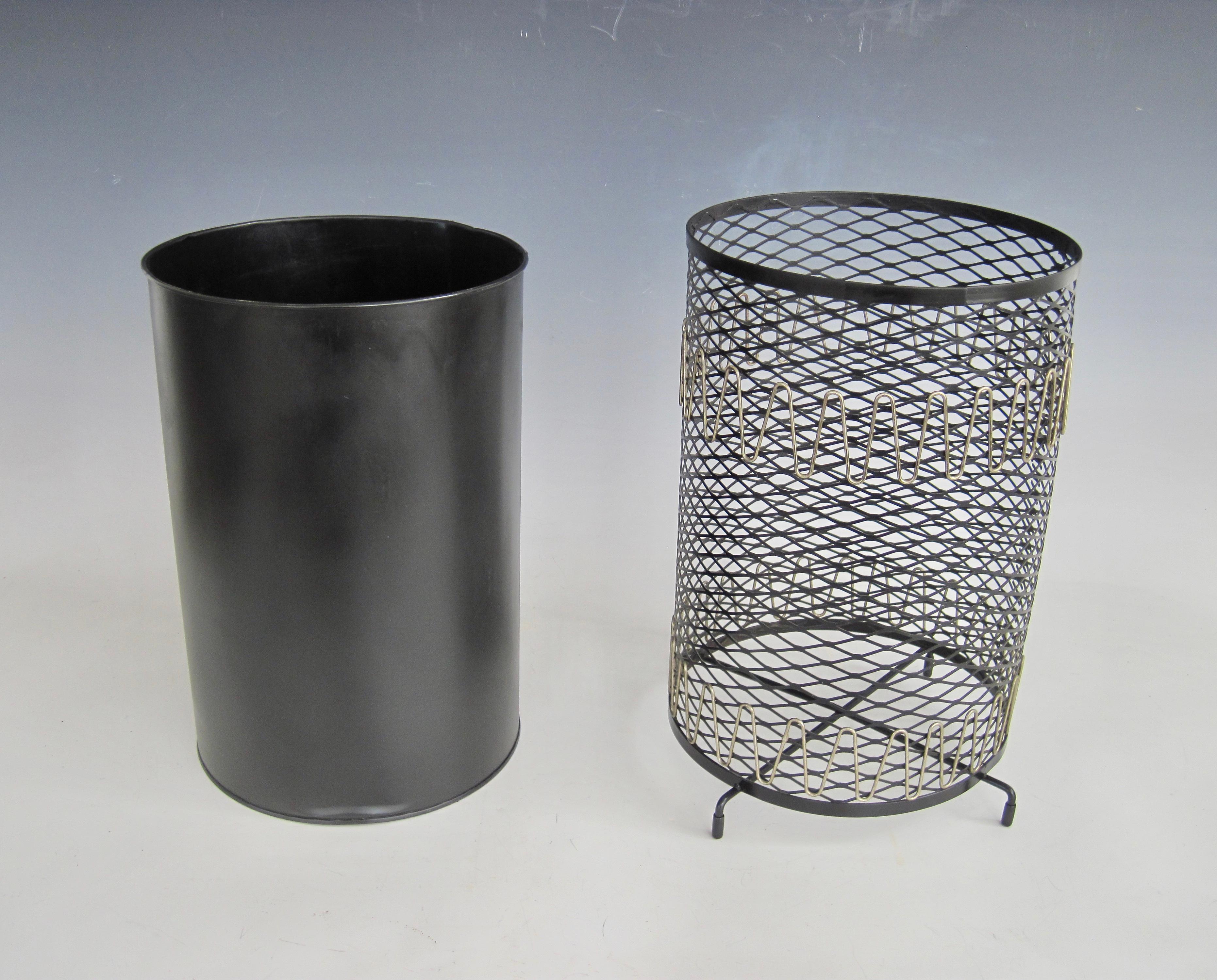 1950s Atomic Age Wrought Iron Wastebasket Trash Receptacle 6