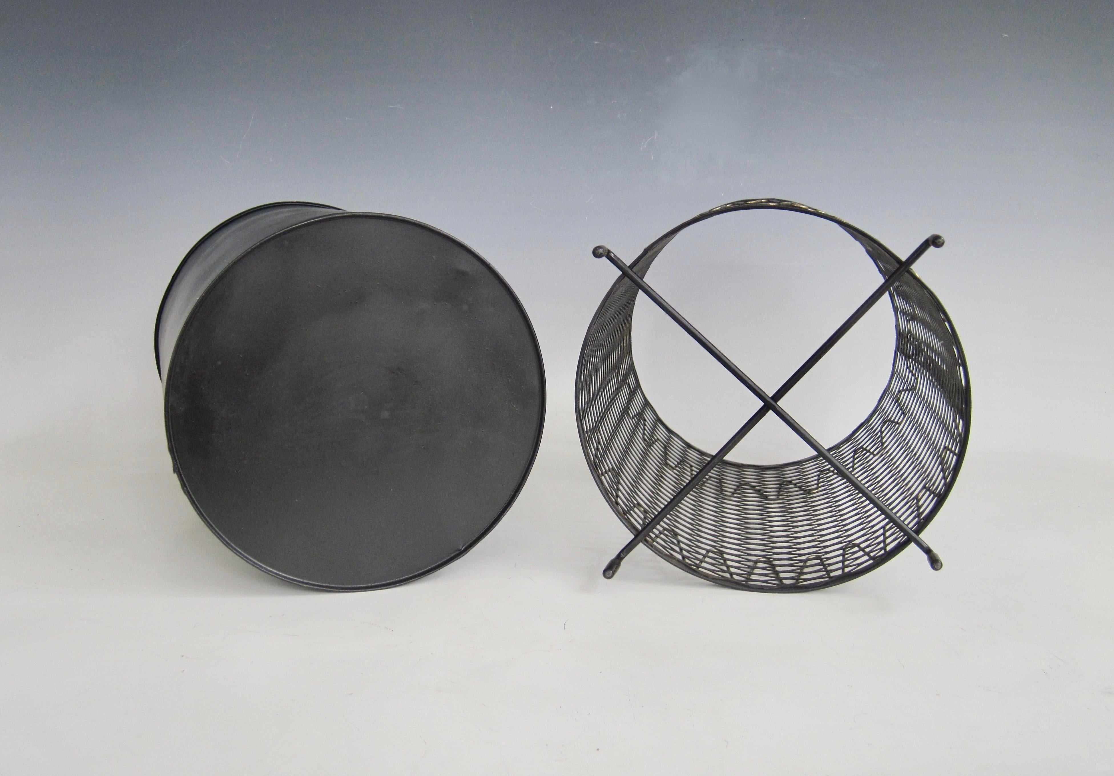 1950s Atomic Age Wrought Iron Wastebasket Trash Receptacle 7