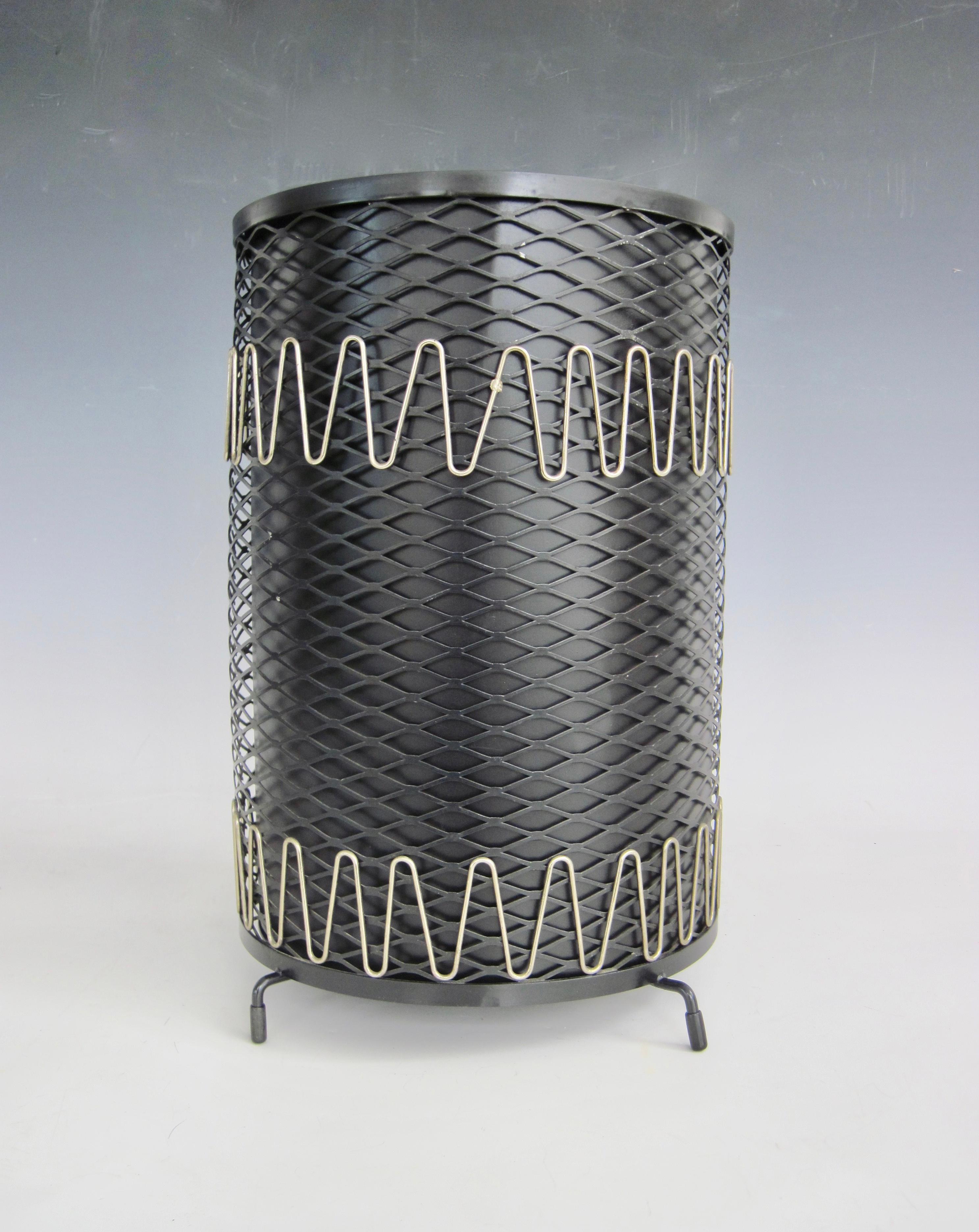 20th Century 1950s Atomic Age Wrought Iron Wastebasket Trash Receptacle