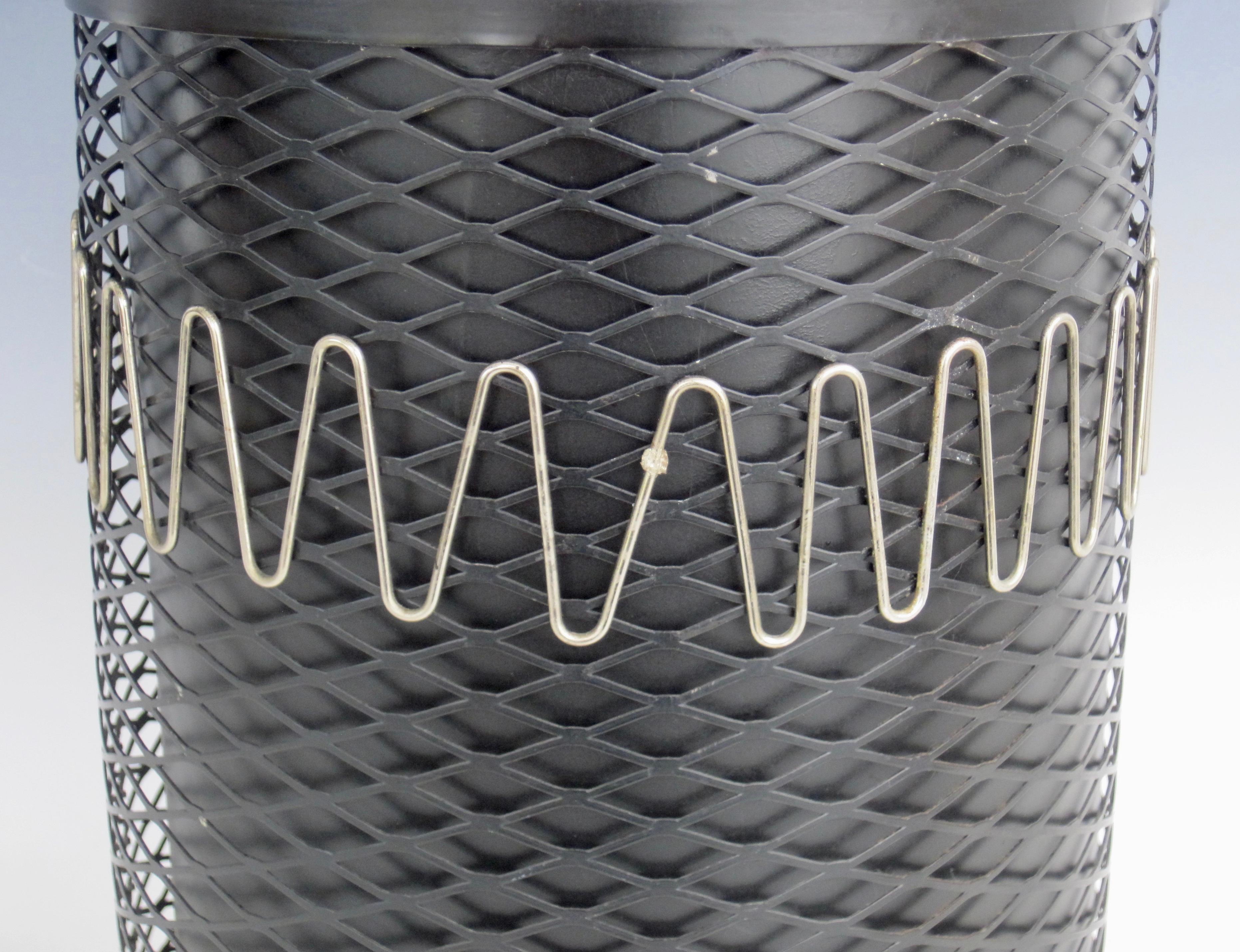 1950s Atomic Age Wrought Iron Wastebasket Trash Receptacle 2