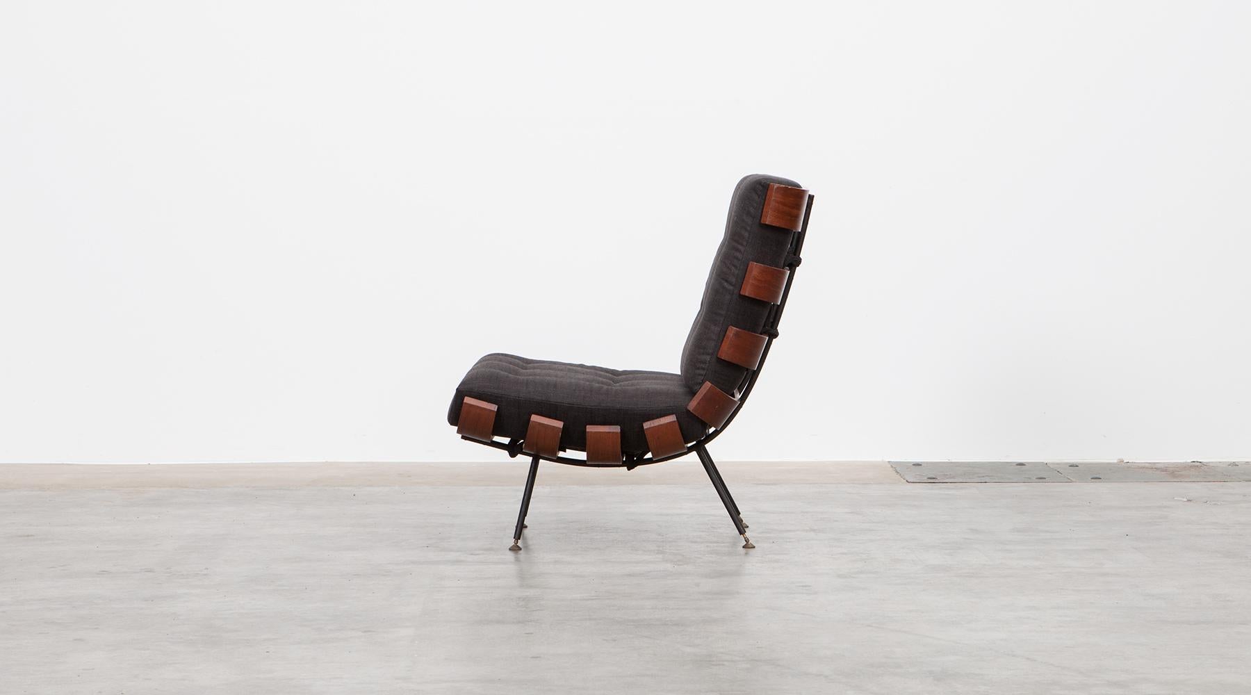 Mid-Century Modern 1950s Black and Brown Lounge Chair by Martin Eisler and Carlo Hauner