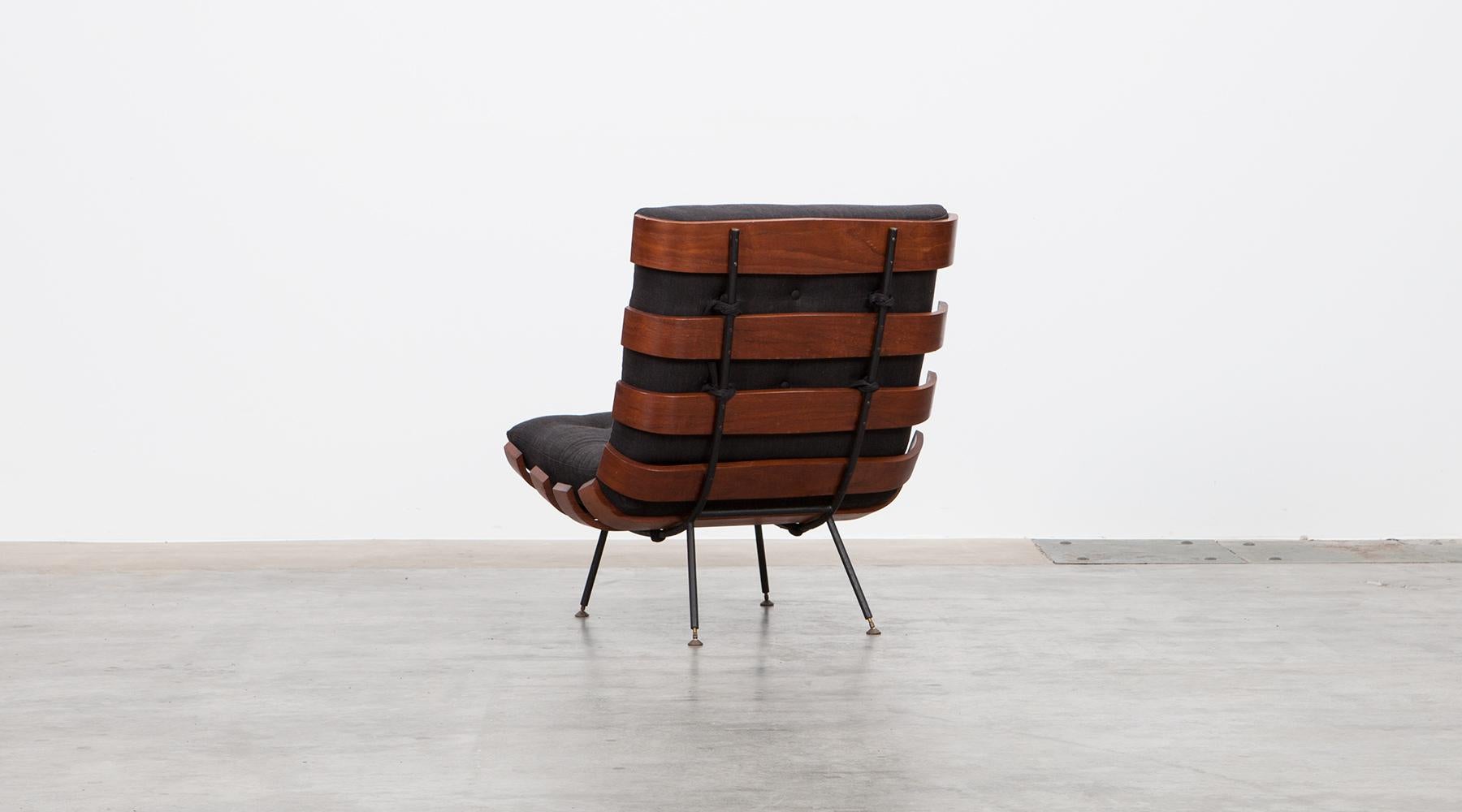 Mid-20th Century 1950s Black and Brown Lounge Chair by Martin Eisler and Carlo Hauner
