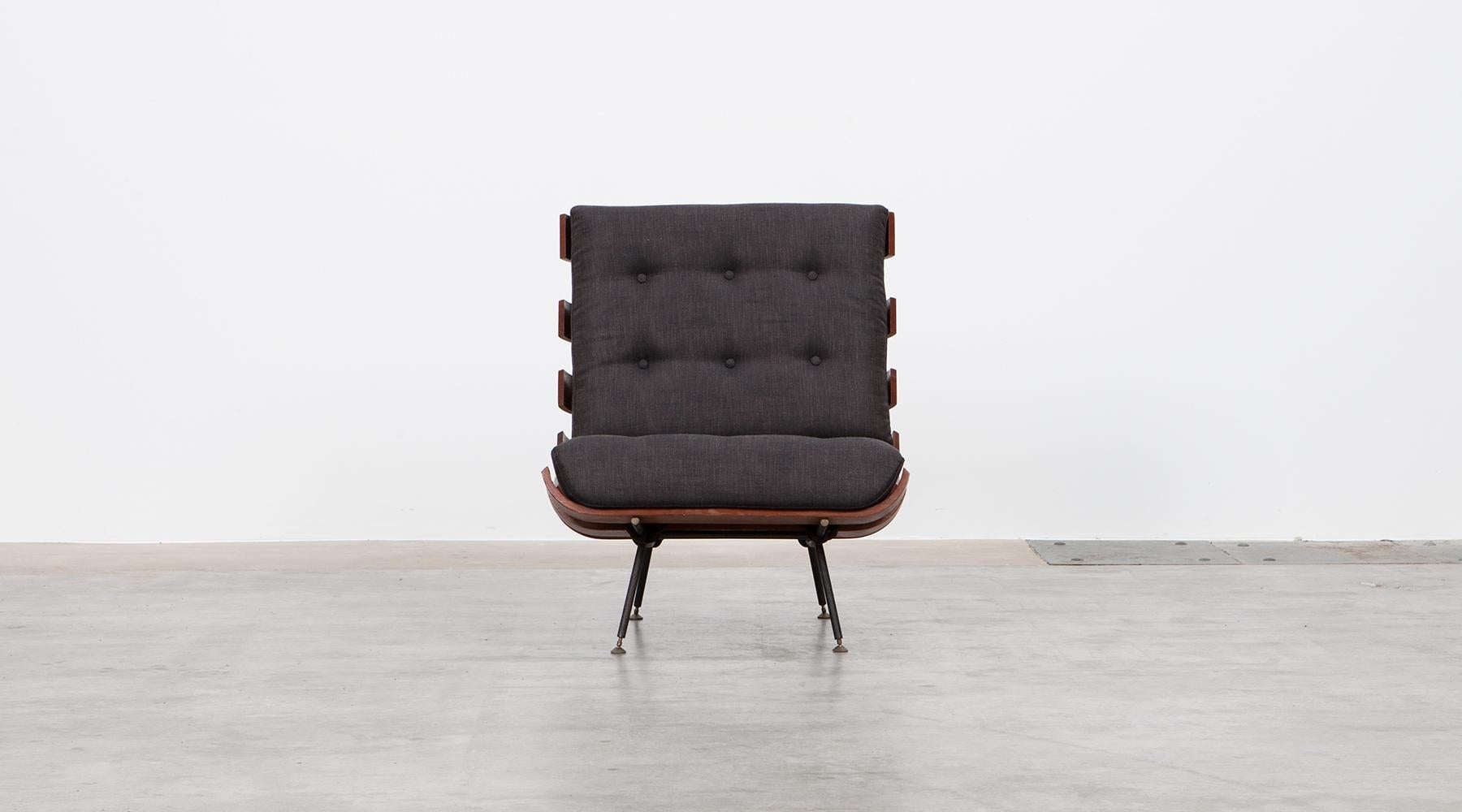 1950s Black and Brown Lounge Chair by Martin Eisler and Carlo Hauner 1