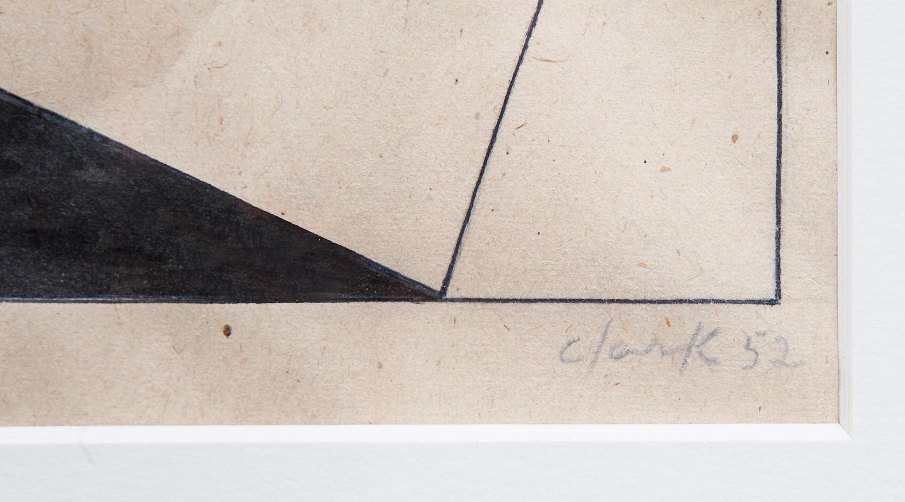 Brazilian 1950s Black and Grey Drawing by Lygia Clark For Sale