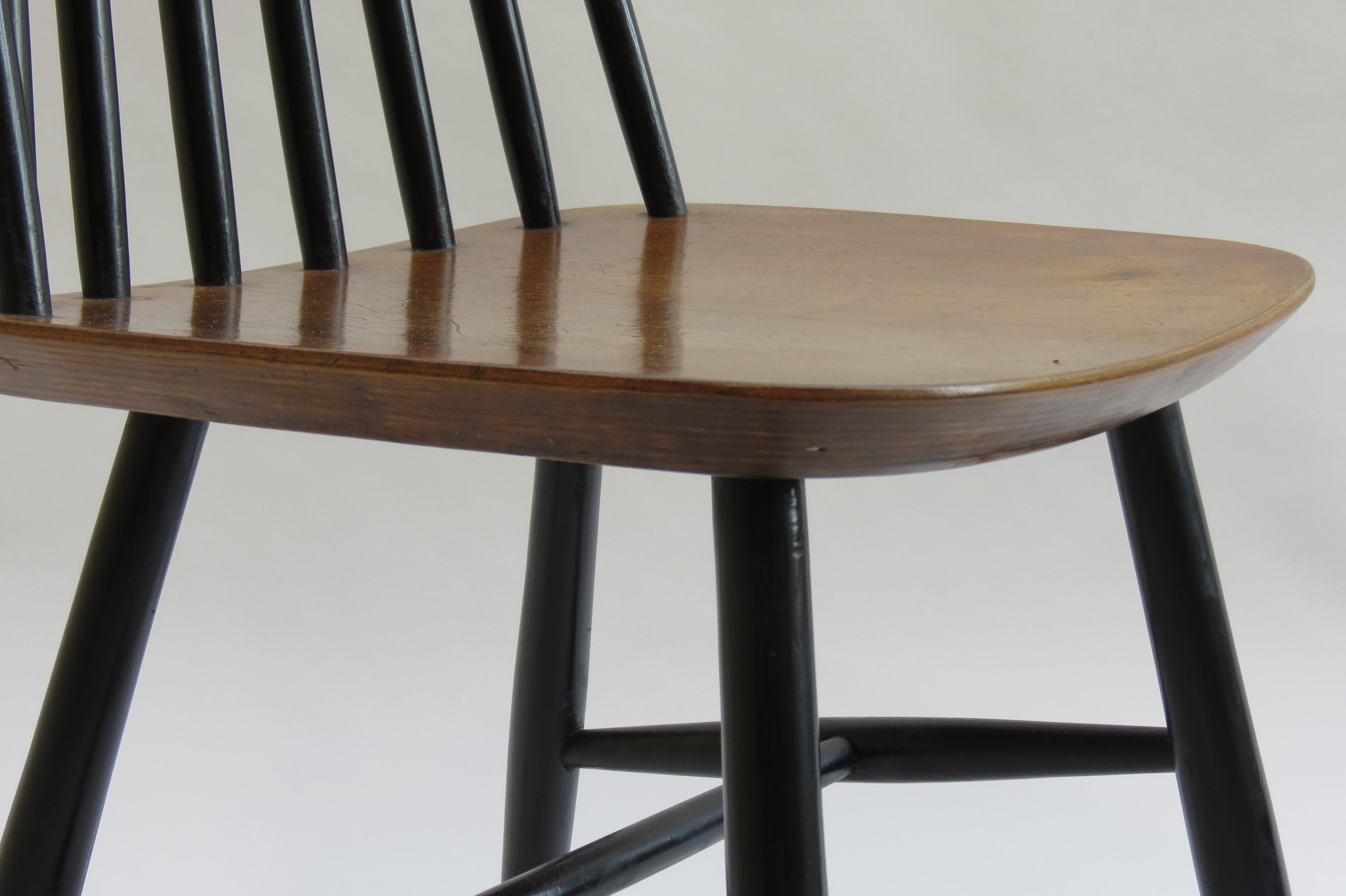 The 1950s Black and Walnut Dining Chair in the Style of Imari Tapiovaara 3