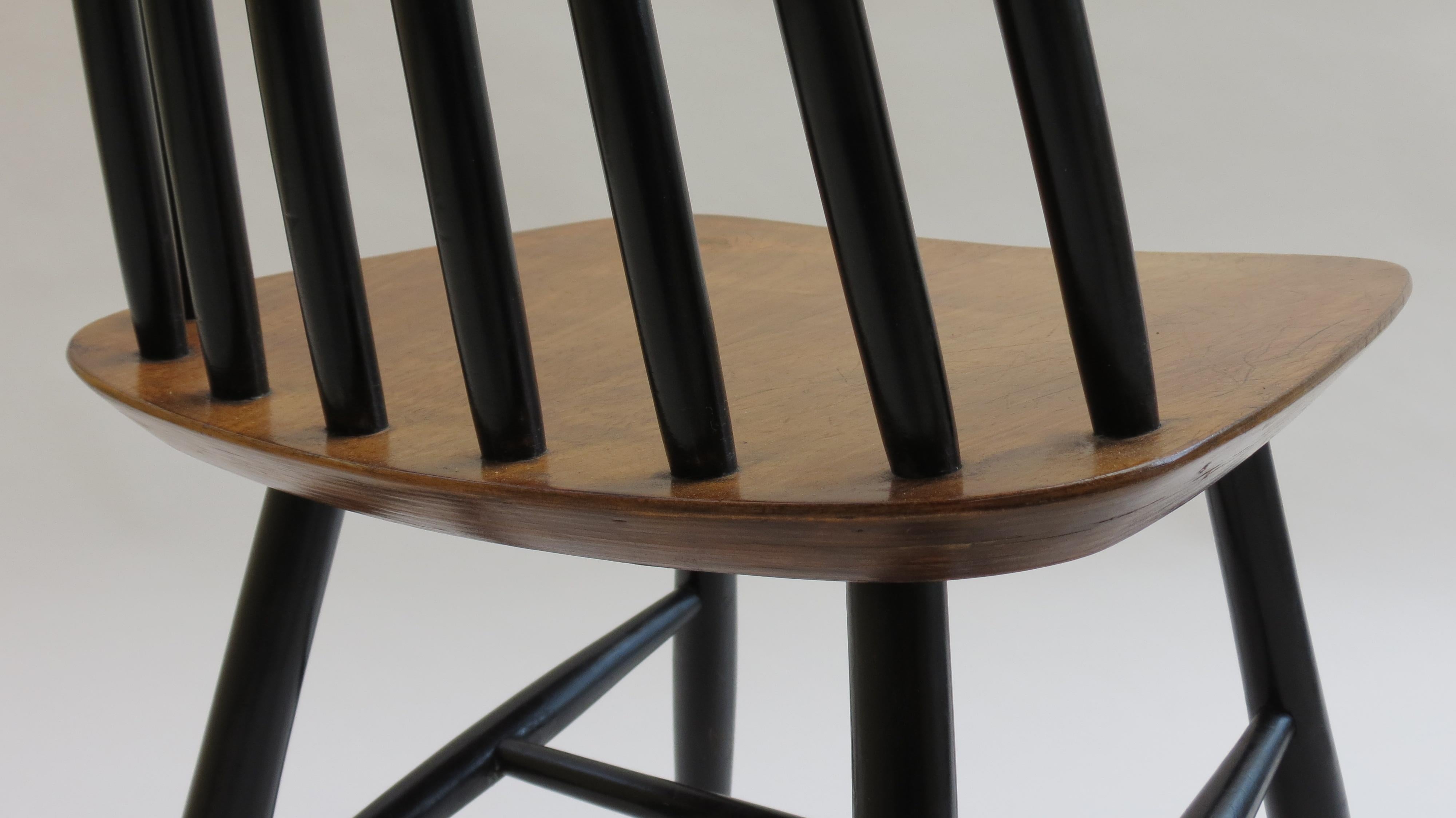1950s Black and Walnut Dining Chair in the Style of Imari Tapiovaara 5