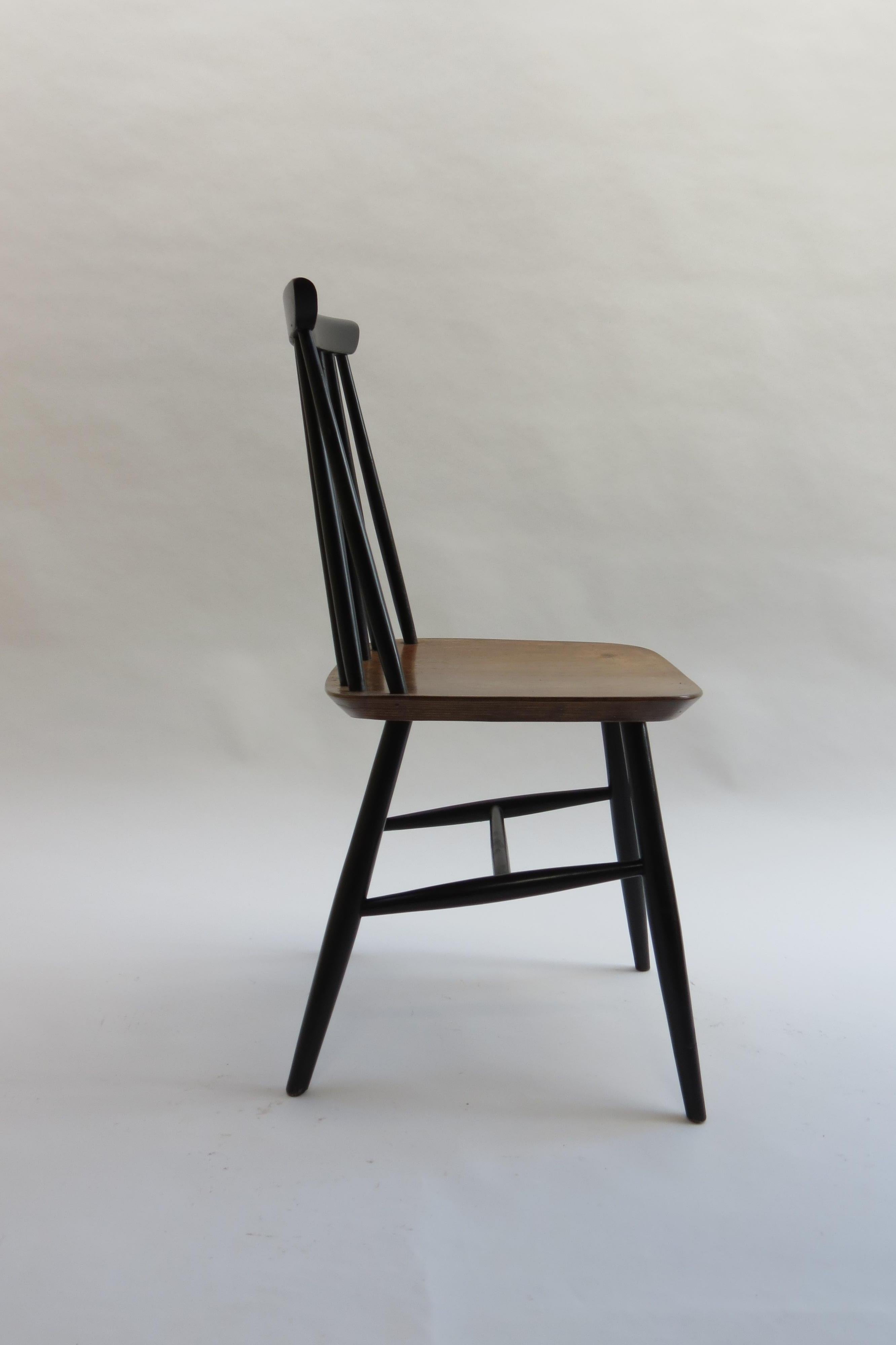 Mid-Century Modern 1950s Black and Walnut Dining Chair in the Style of Imari Tapiovaara