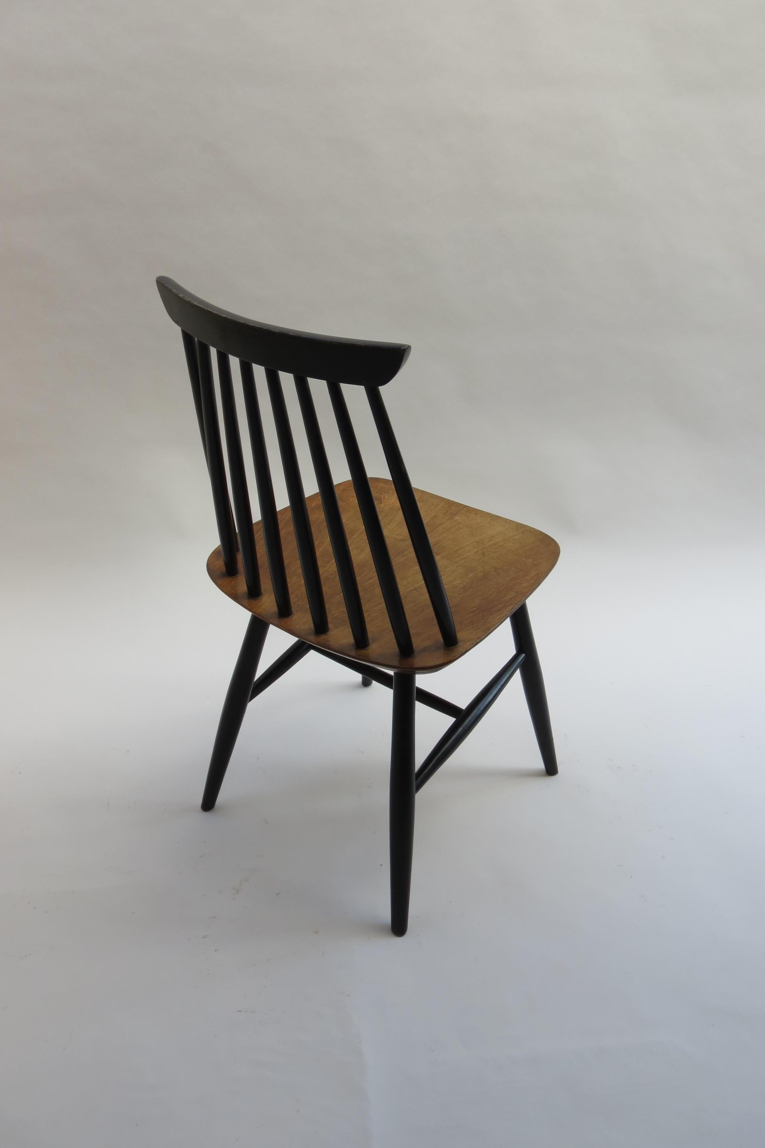 Machine-Made 1950s Black and Walnut Dining Chair in the Style of Imari Tapiovaara