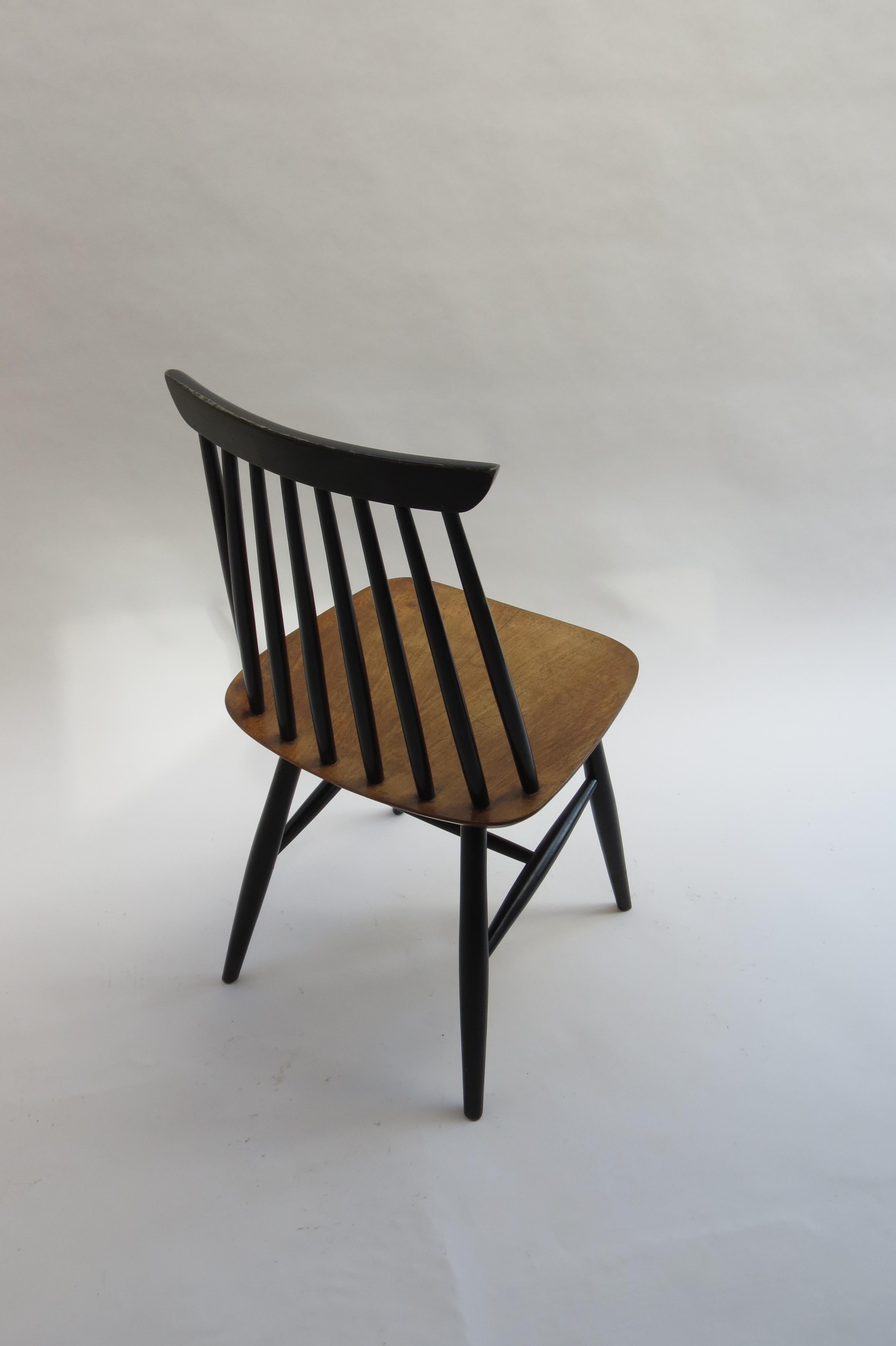 1950s Black and Walnut Dining Chair in the Style of Imari Tapiovaara 1