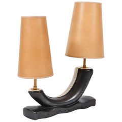 1950s Black and White Ceramic Lamp, by George Huger in Vallauris