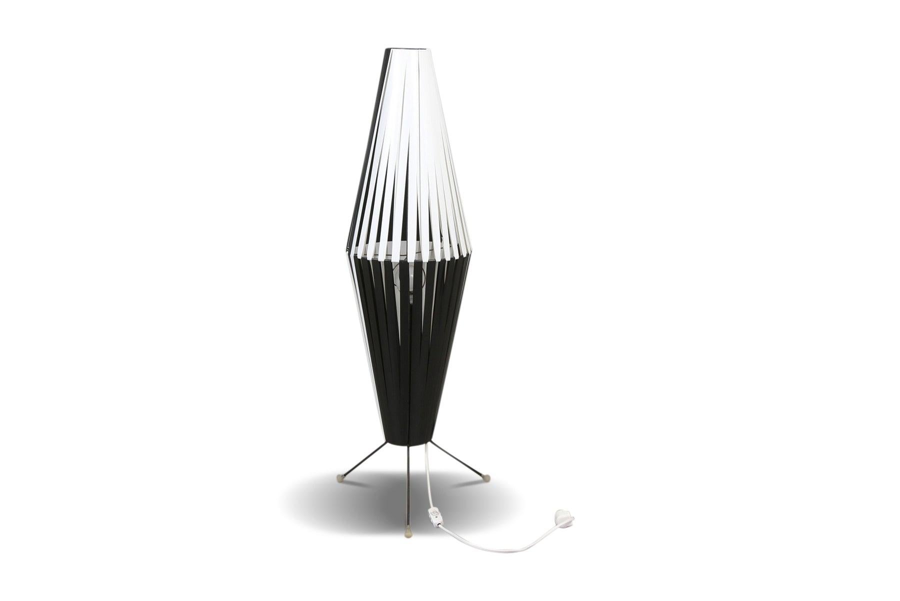 Danish 1950s Black and White Tripod Floor Lamp For Sale