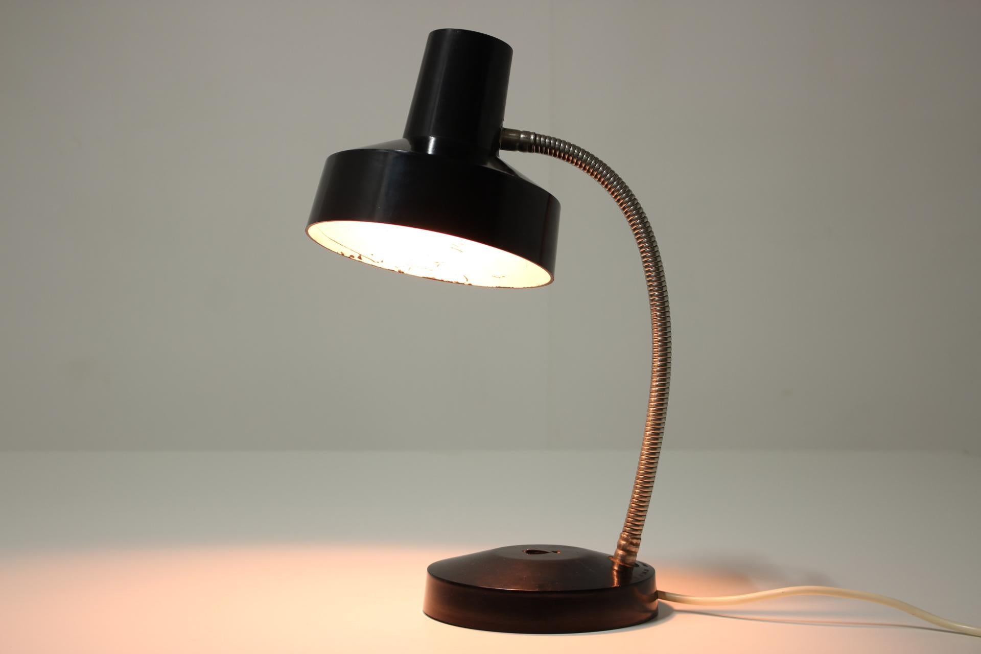 Mid-Century Modern 1950s Black Bakelite Table Lamp by Elektrosvit, Czechoslovakia For Sale
