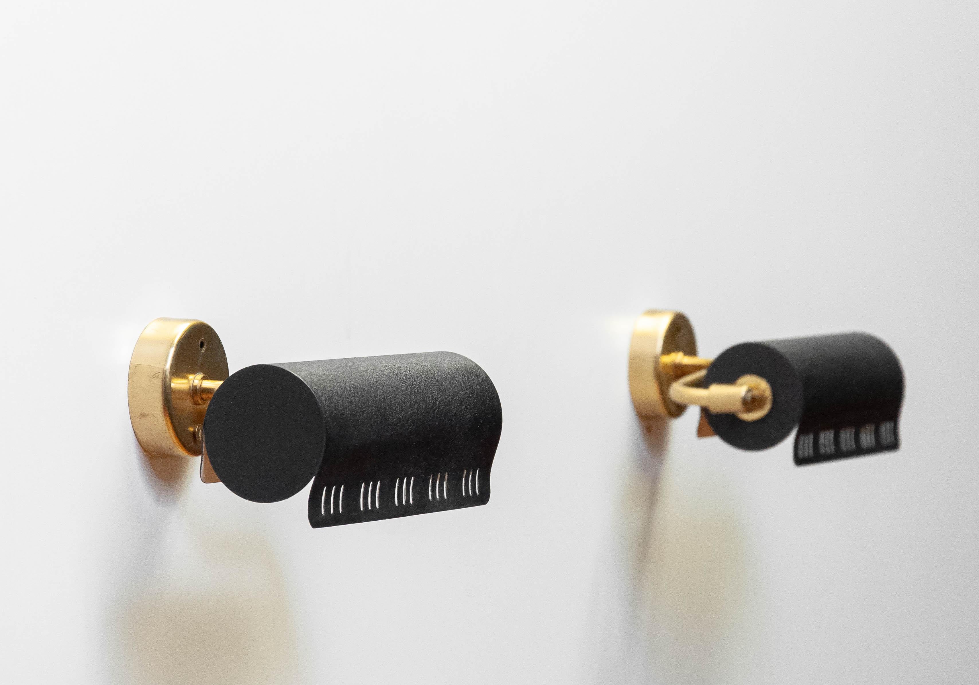 1950s Black Bed Reading / Wall Lights Sconces 'Model 8260' By Falkenberg Sweden. en vente 4
