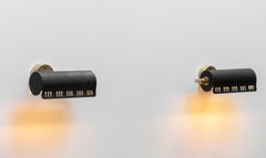 1950s Black Bed Reading / Wall Lights Sconces 'Model 8260' By Falkenberg Sweden.