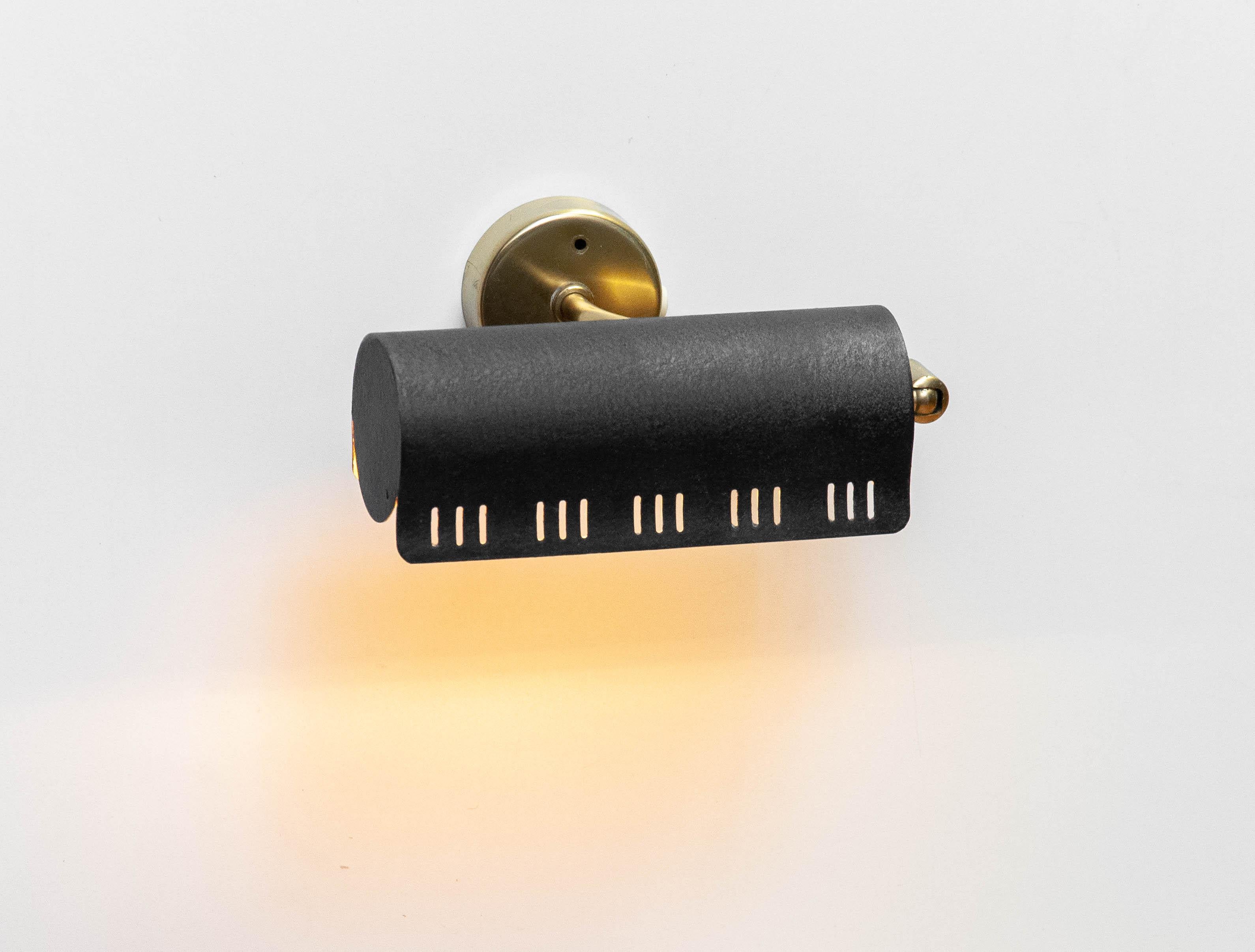Suédois 1950s Black Bed Reading / Wall Lights Sconces 'Model 8260' By Falkenberg Sweden. en vente