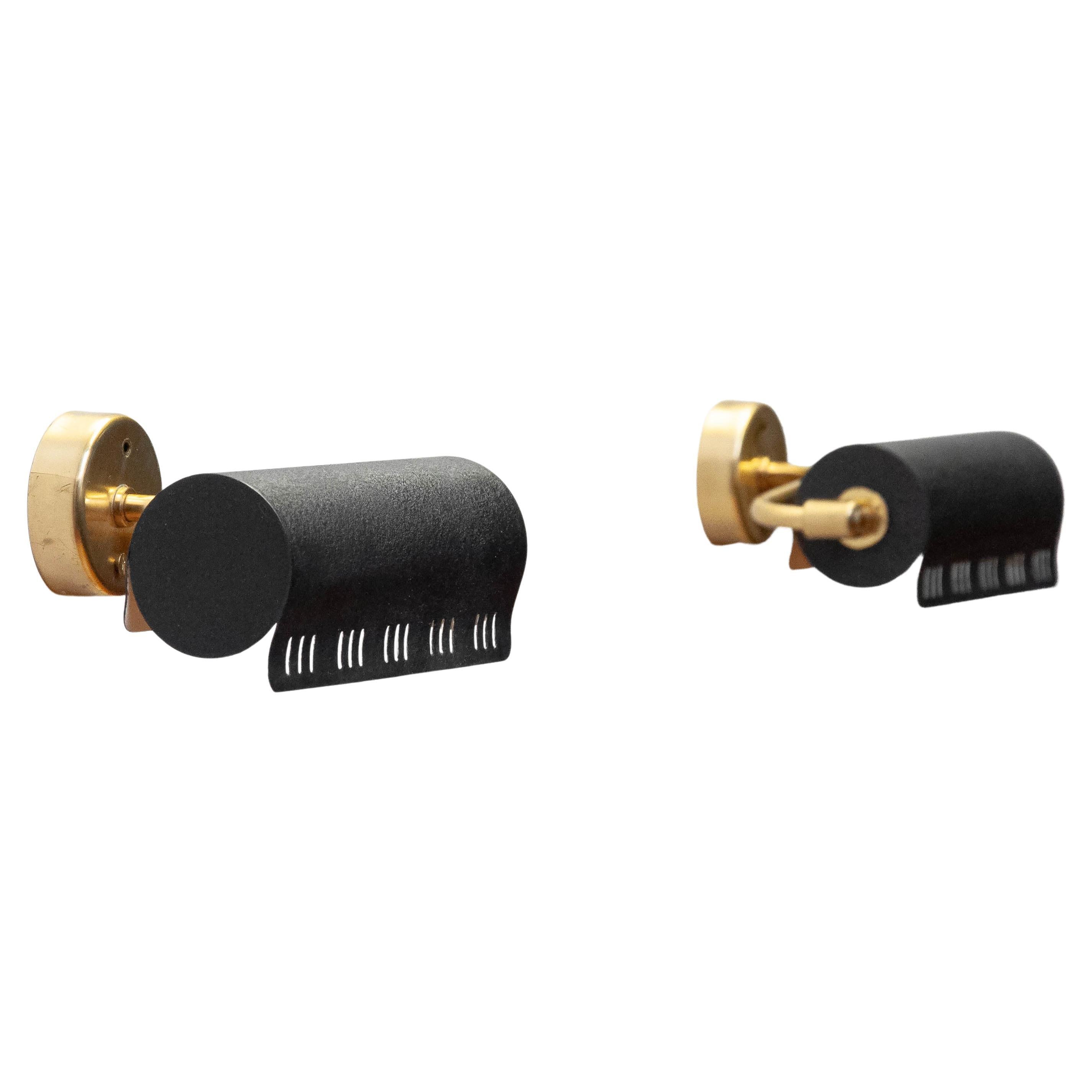 1950s Black Bed Reading / Wall Lights Sconces 'Model 8260' By Falkenberg Sweden. en vente