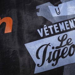 1950's Black & Blue Canvas Advertising Banner, Pigeon Voyageur