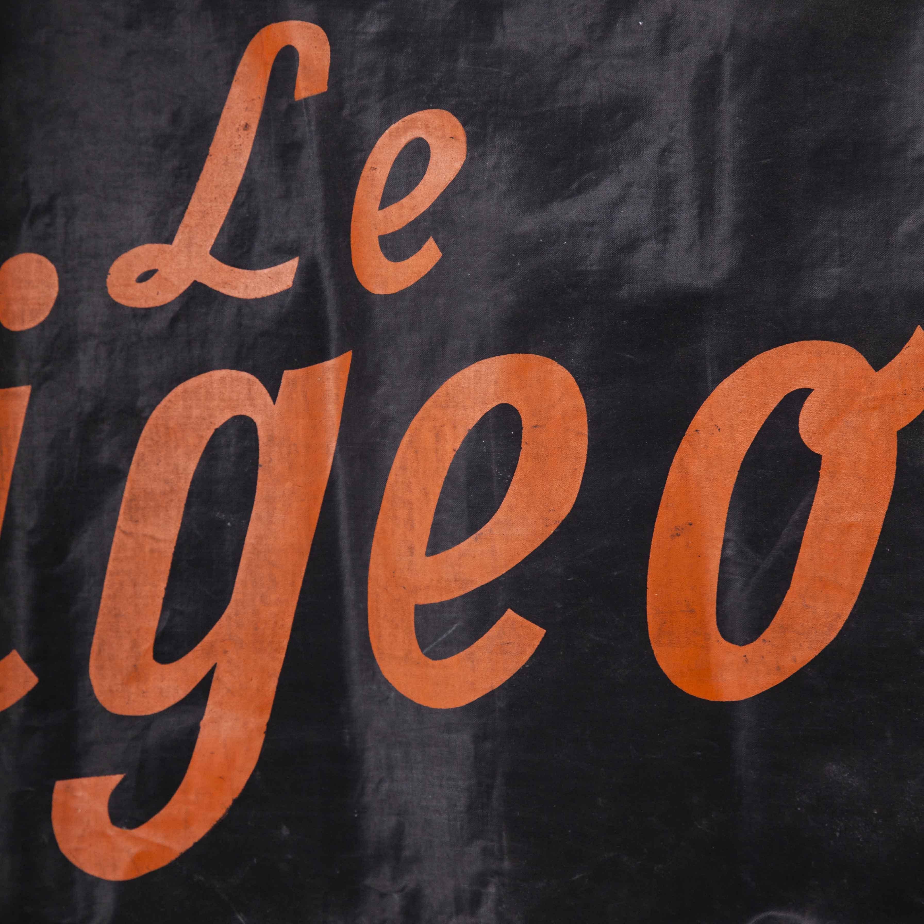 Mid-20th Century 1950's Black & Blue Canvas Advertising Banner, Pigeon Voyageur For Sale