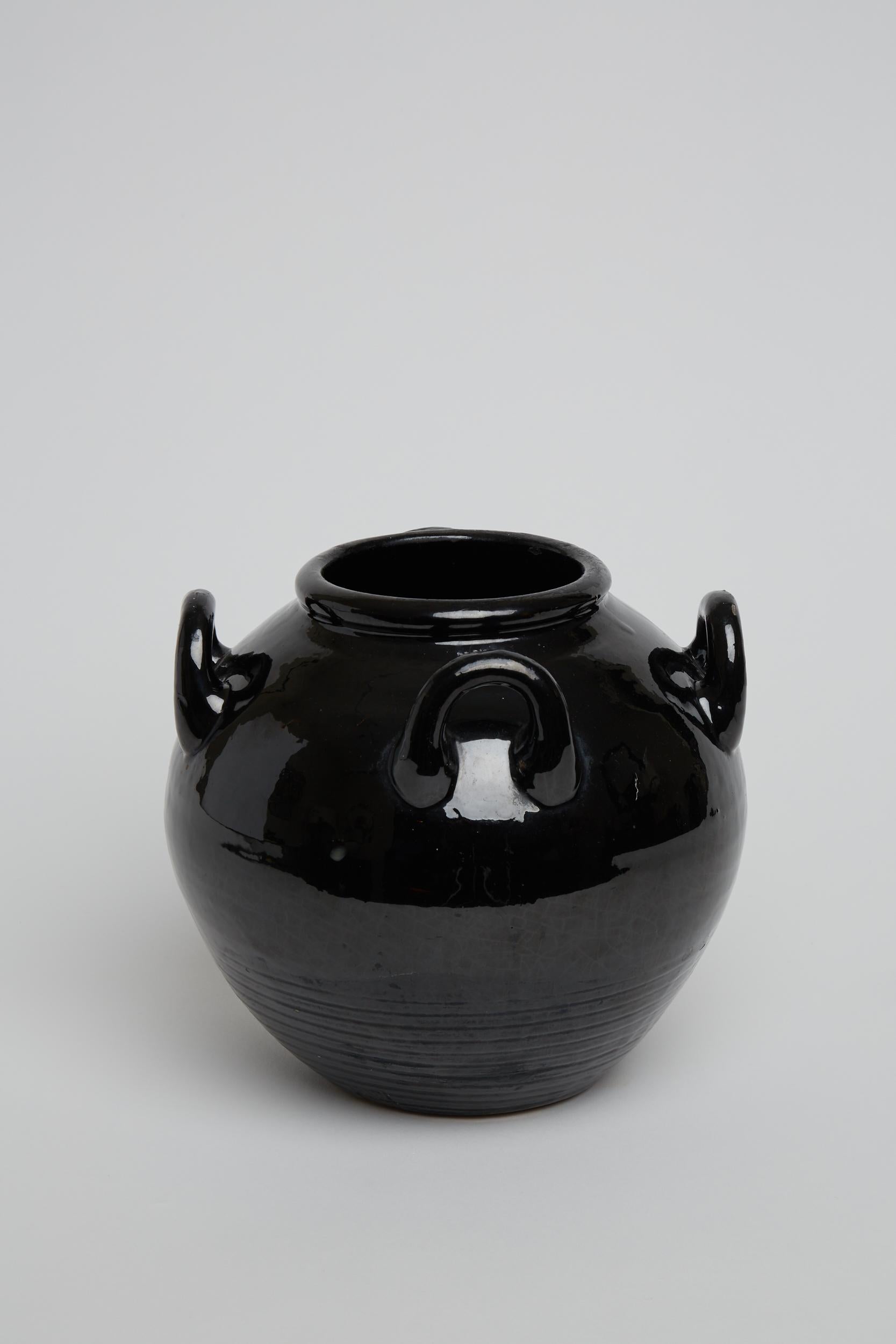 Mid-Century Modern 1950s Black Ceramic Vase
