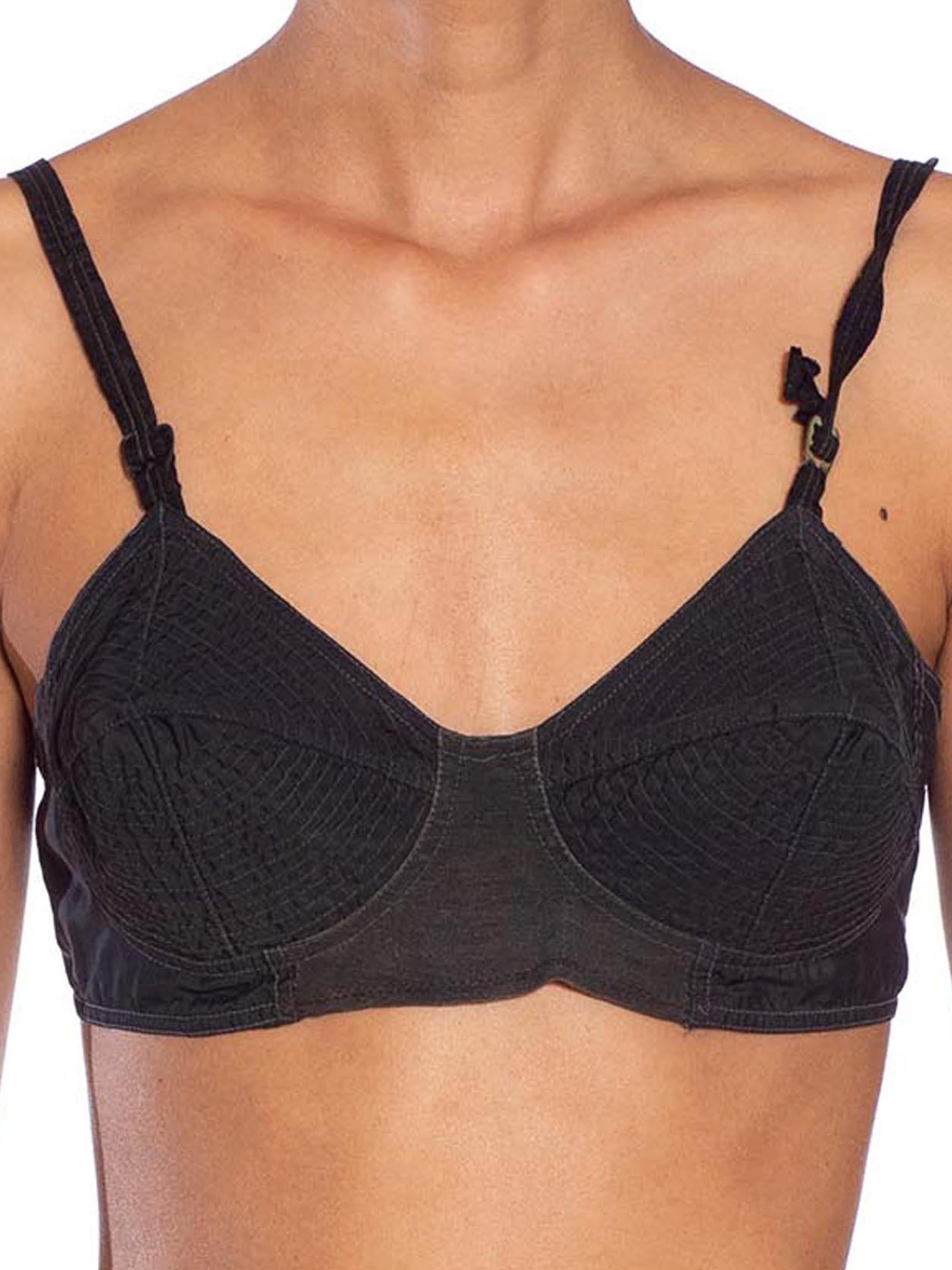 1950S Black Cotton Bullet Bra In Excellent Condition For Sale In New York, NY