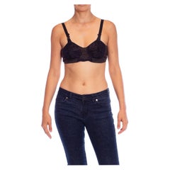 Soutien-gorge à bretelles en coton / rayonne noir des années 1950