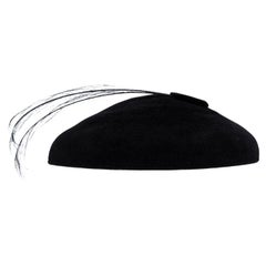 1950's Black Felt Saucer Hat with Feathers