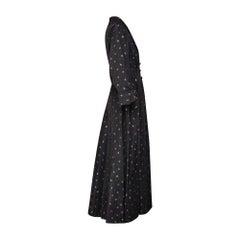 1950s Black Floral Jacquard Maxi Dress Coat