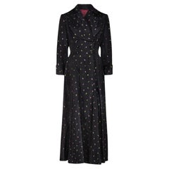 1950s Black Floral Jacquard Maxi Dress Coat