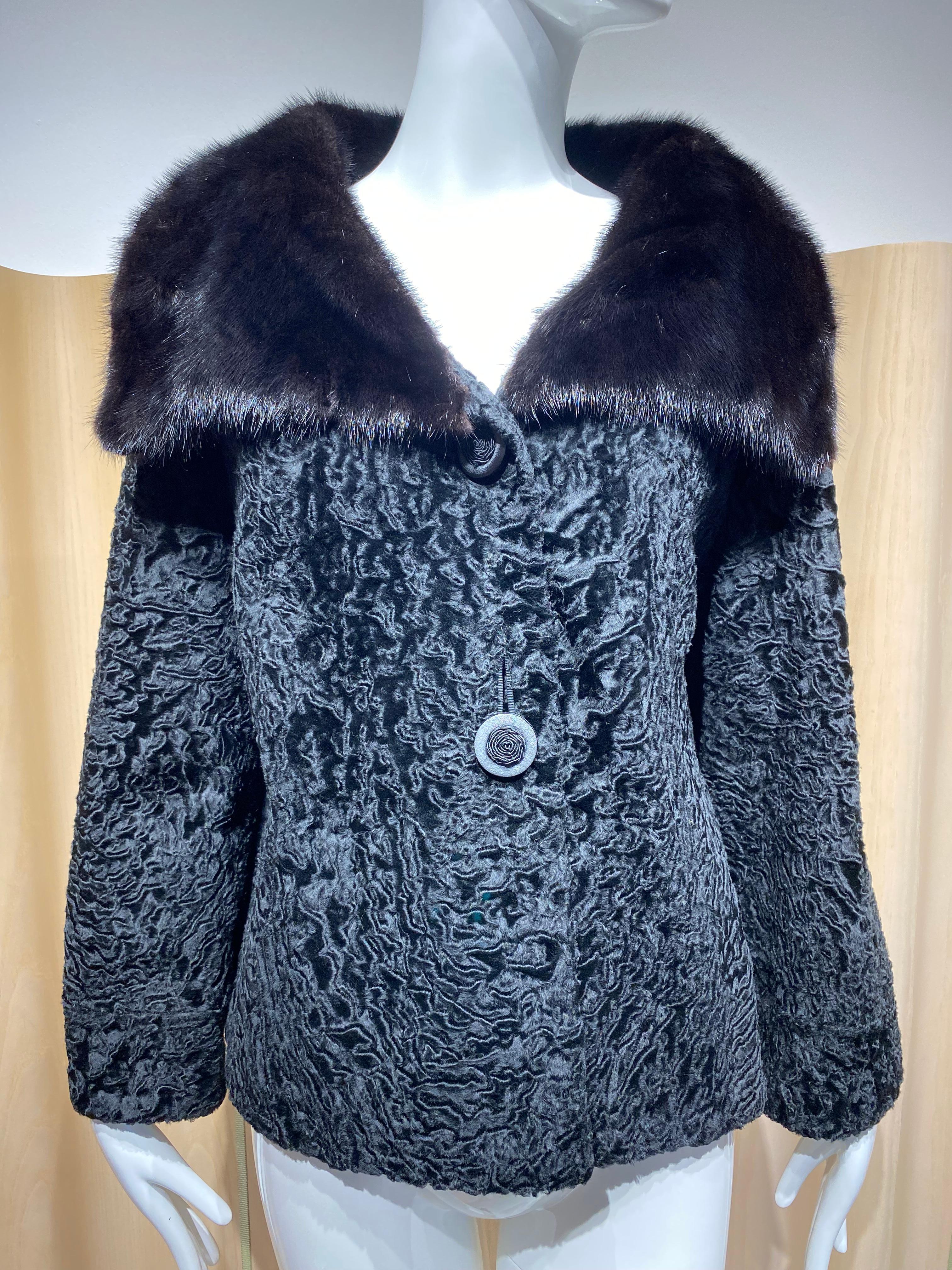 Women's or Men's 1950s Black Fur Evening  crop Jacket For Sale