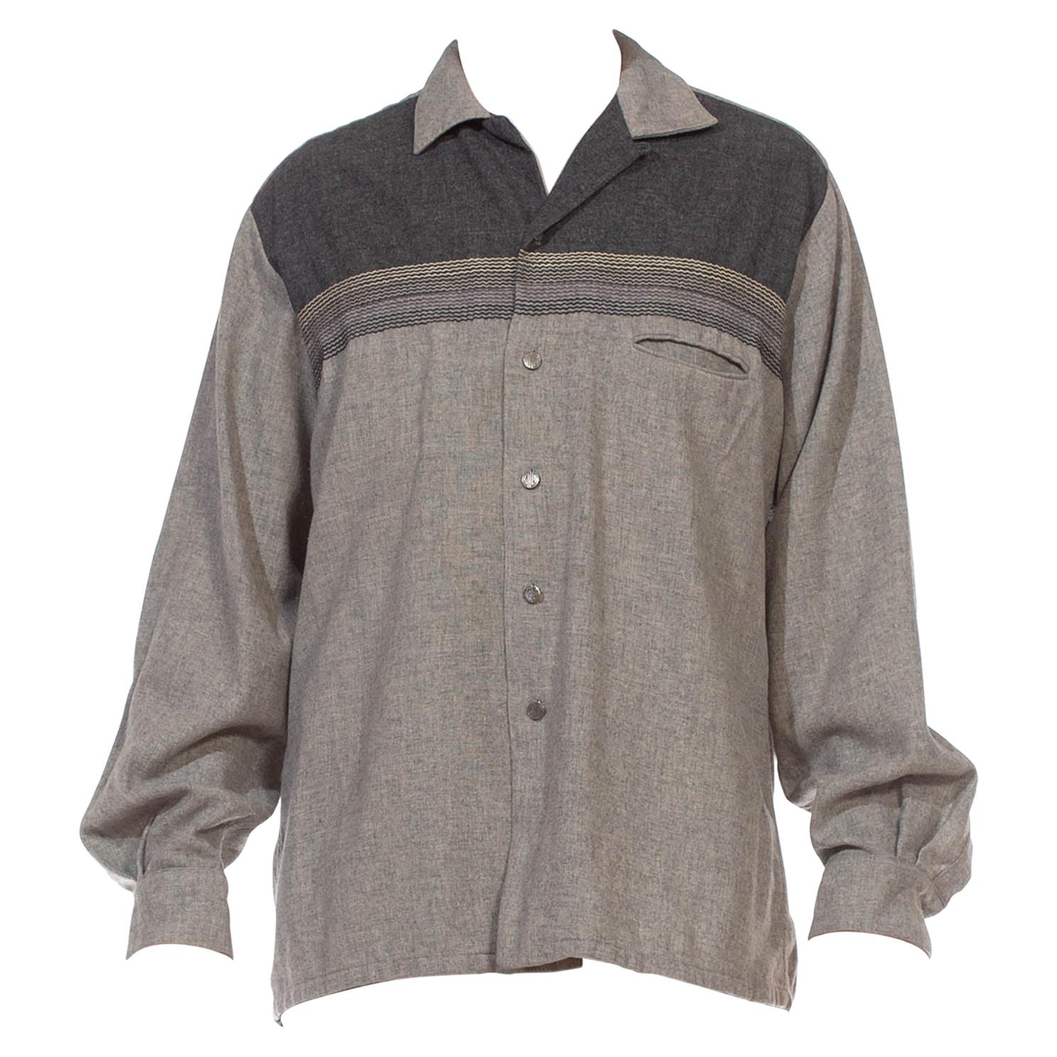 Schwarzes & graues Hemd aus den 1950er Jahren im Angebot