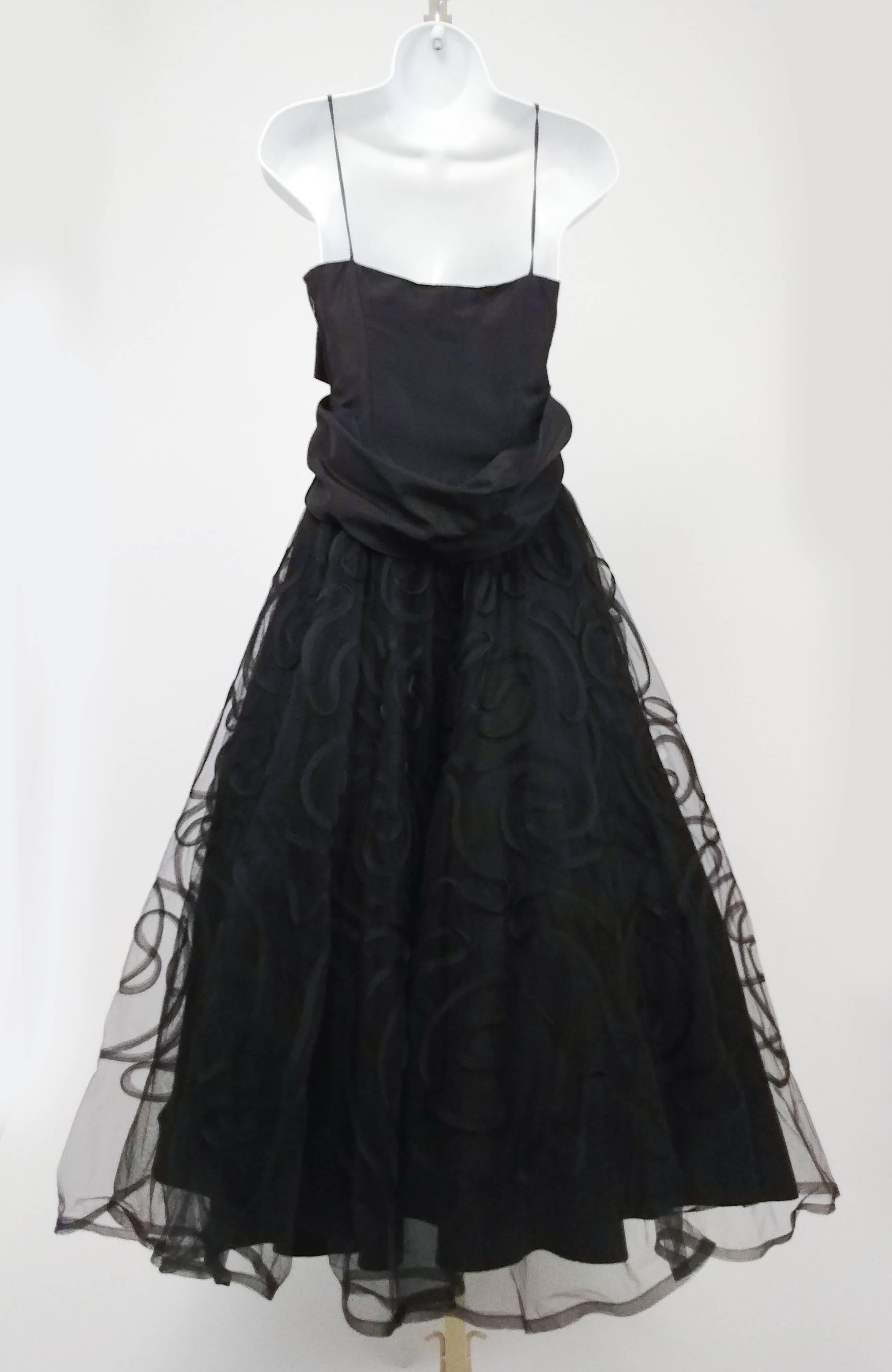 1950s Black Horsehair Dress w/ Bow In Good Condition In San Francisco, CA
