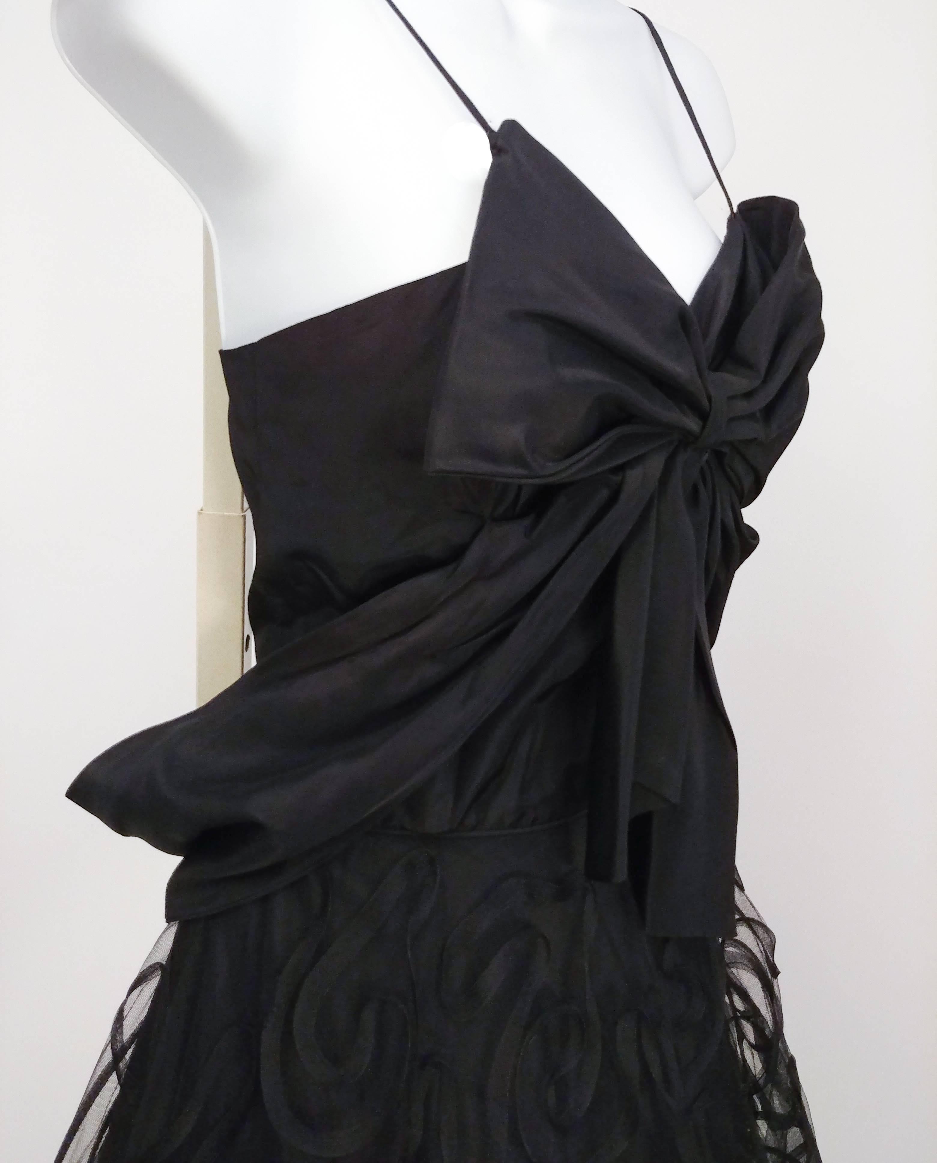 Women's 1950s Black Horsehair Dress w/ Bow