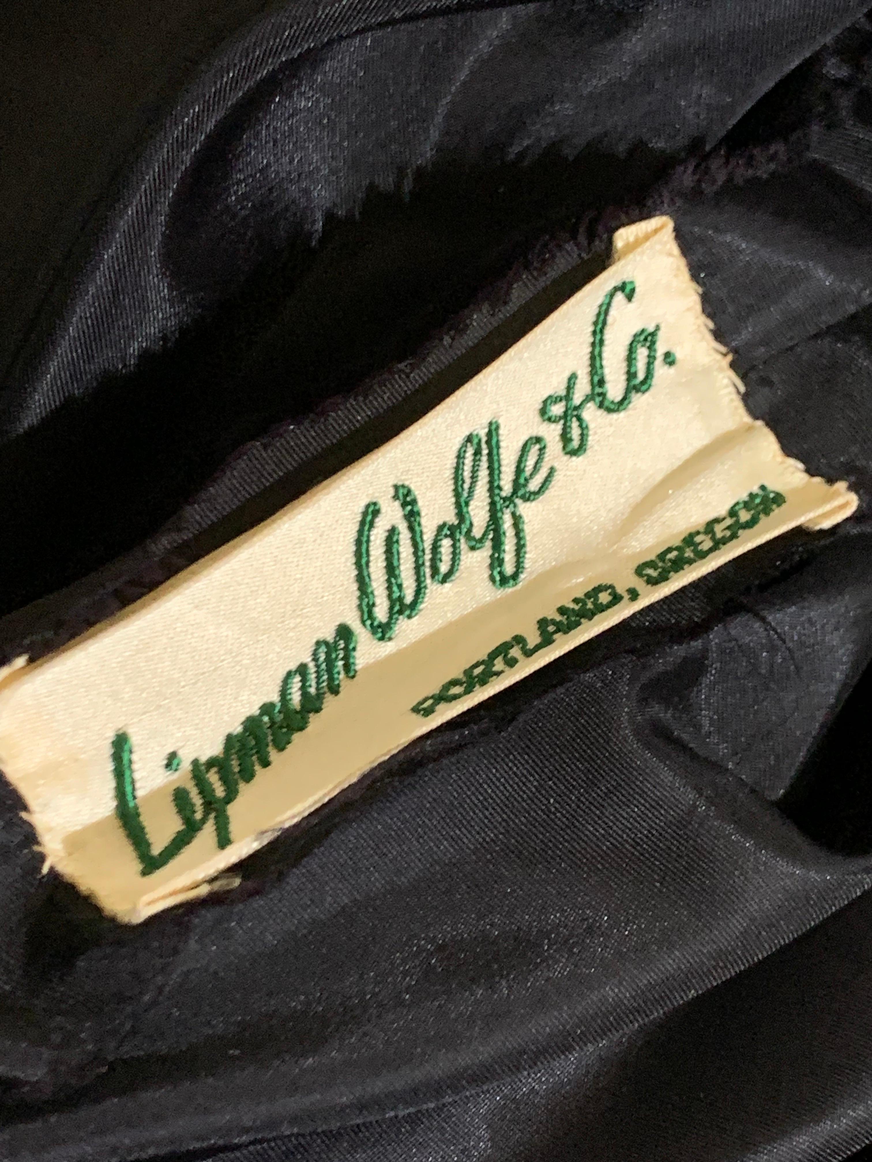 1950s Black Jersey & Taffeta Dress w Fringed Dropped-Waist Bodice & Circle Skirt For Sale 10