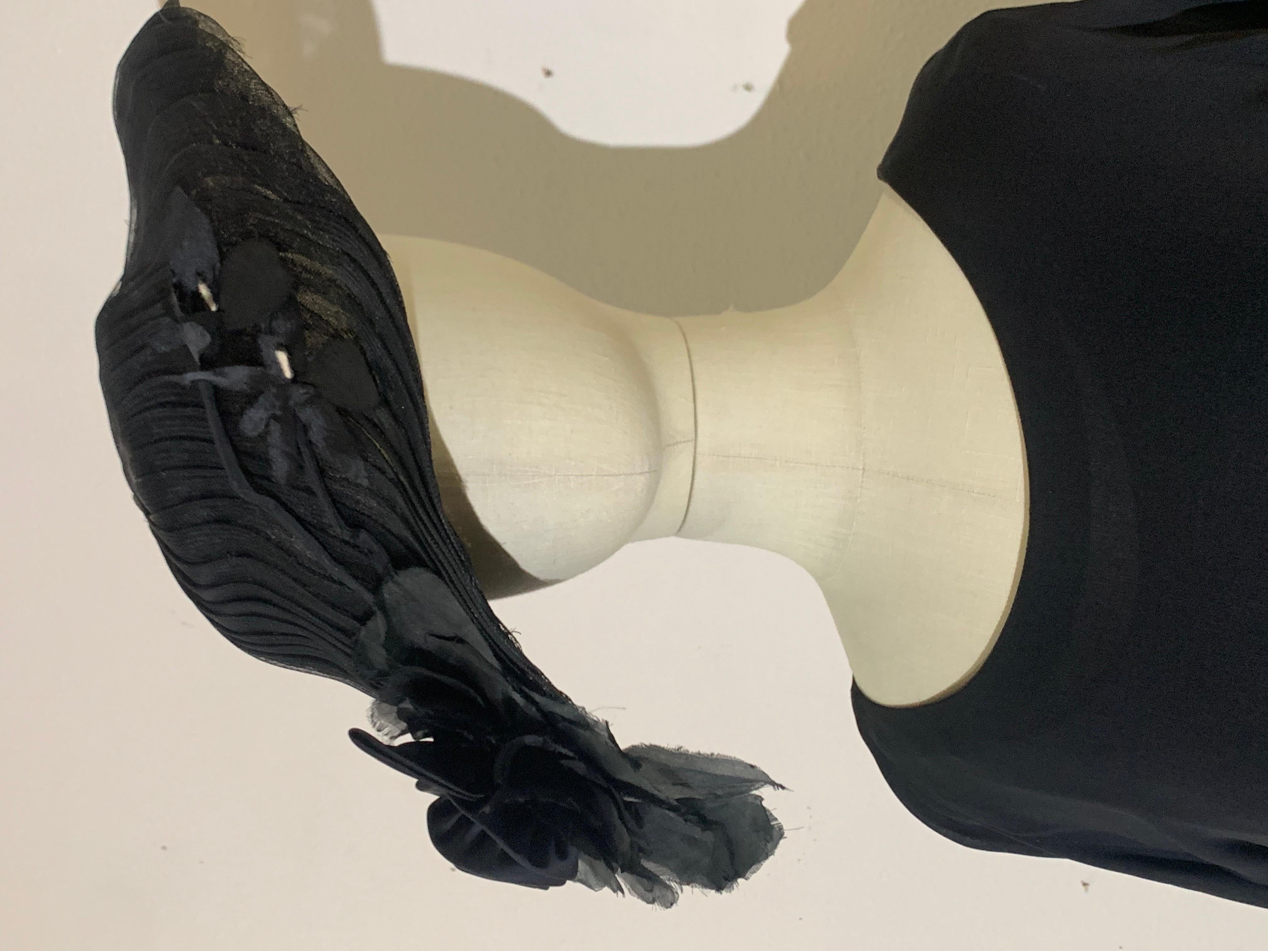 1950s Black Jersey & Taffeta Dress w Fringed Dropped-Waist Bodice & Circle Skirt For Sale 11