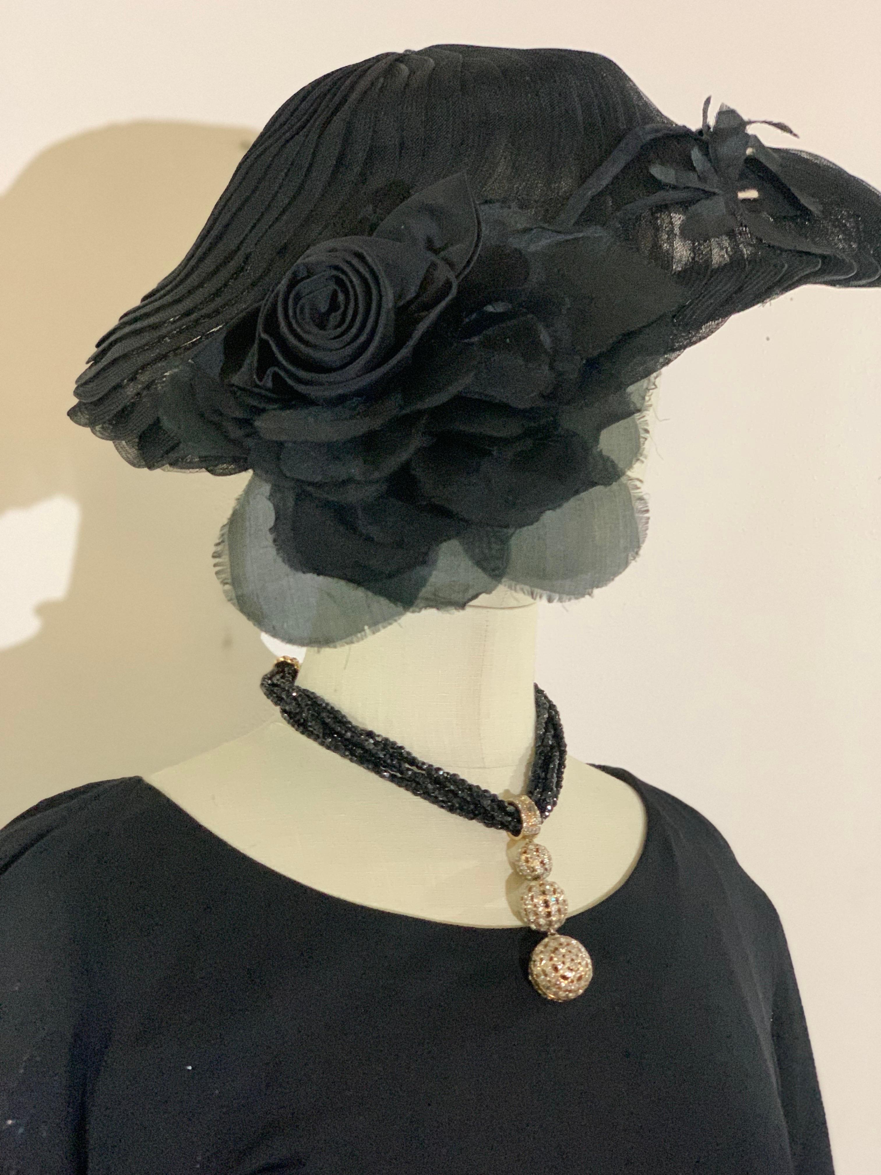 1950s Black Jersey & Taffeta Dress w Fringed Dropped-Waist Bodice & Circle Skirt For Sale 12