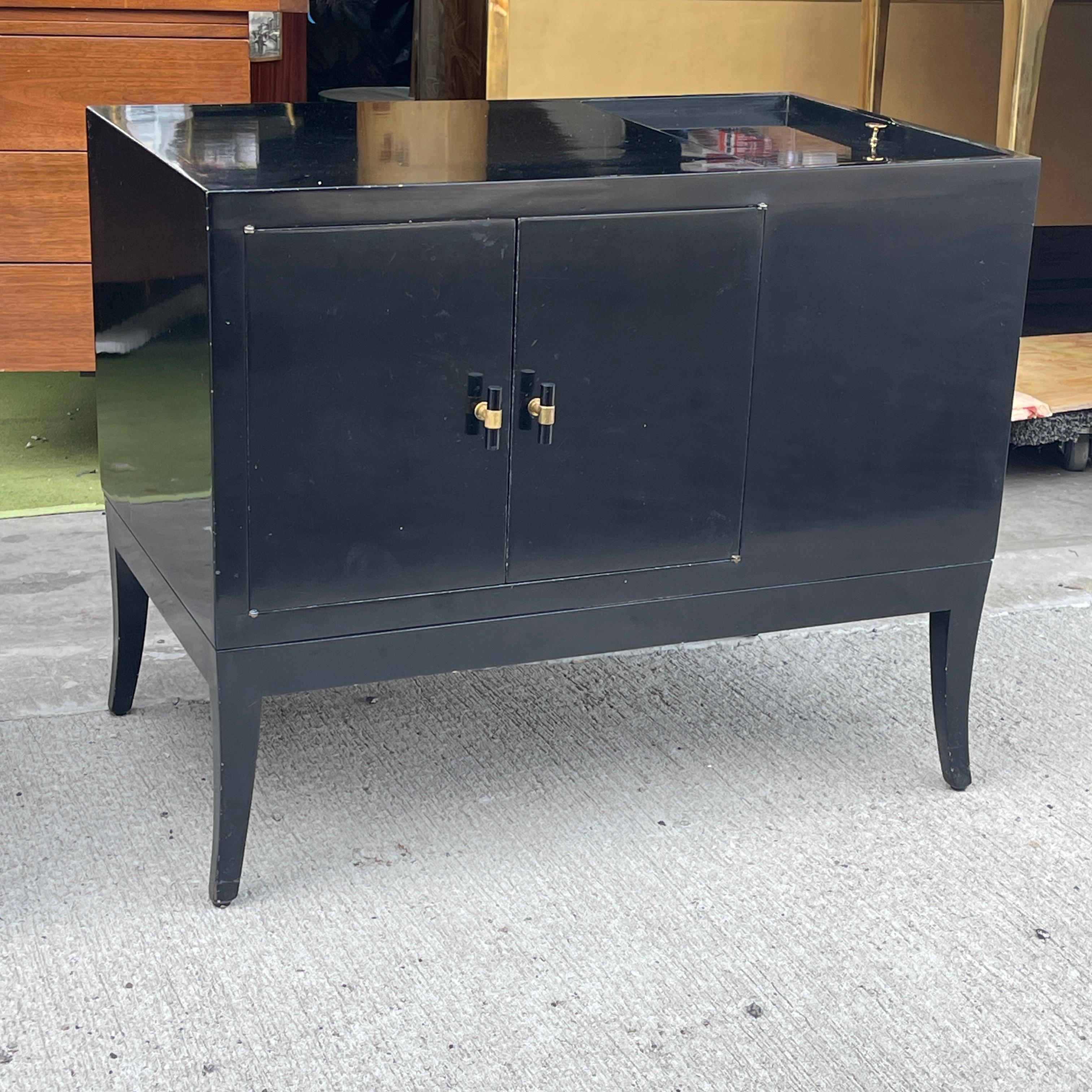 1950's Black Lacquer Bedside Cabinets For Sale 2