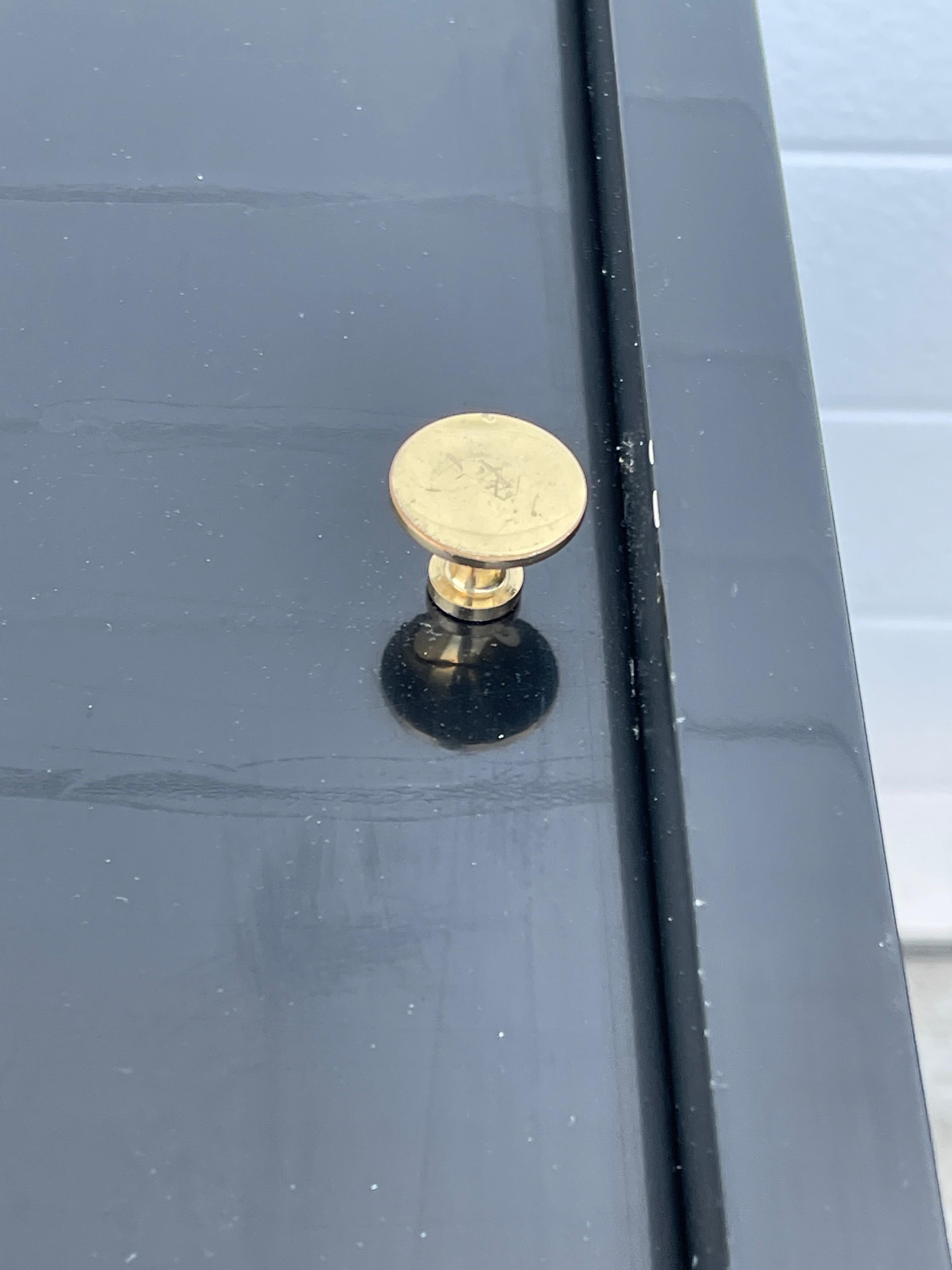 1950's Black Lacquer Bedside Cabinets For Sale 8
