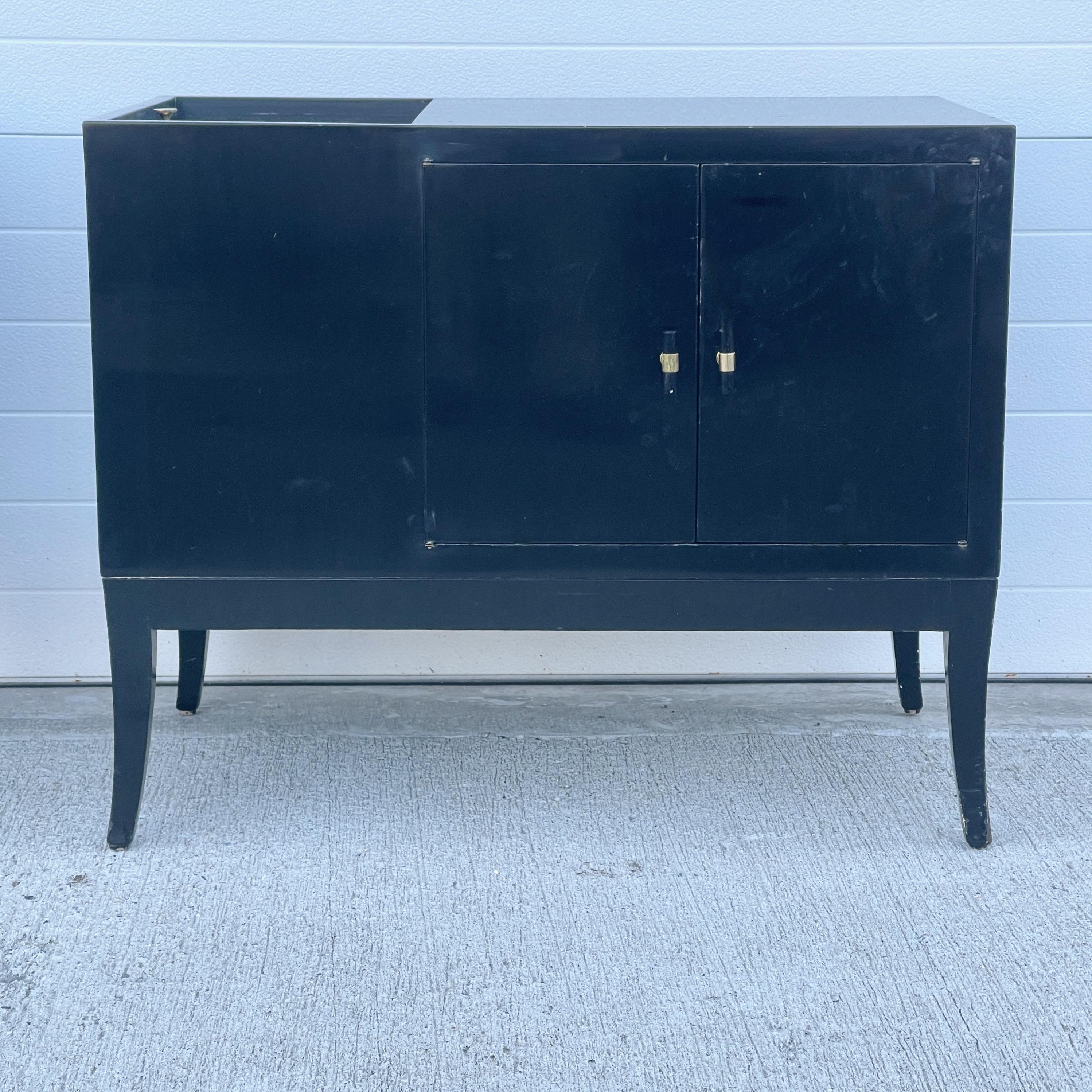1950's Black Lacquer Bedside Cabinets For Sale 10