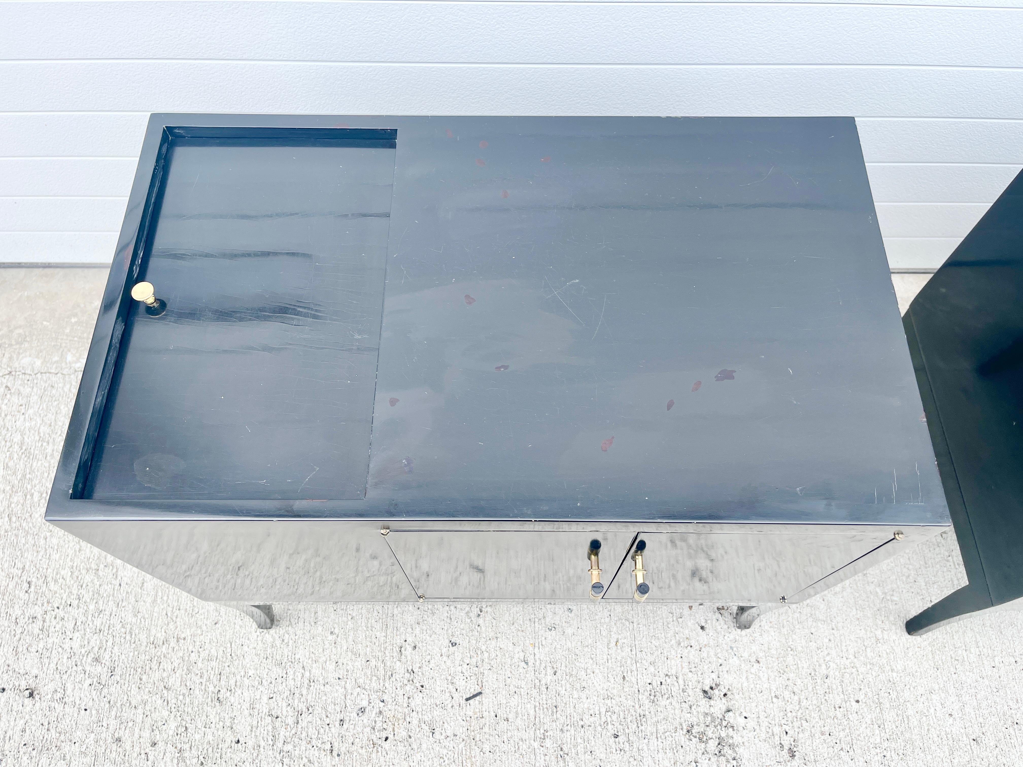 Lacquered 1950's Black Lacquer Bedside Cabinets For Sale