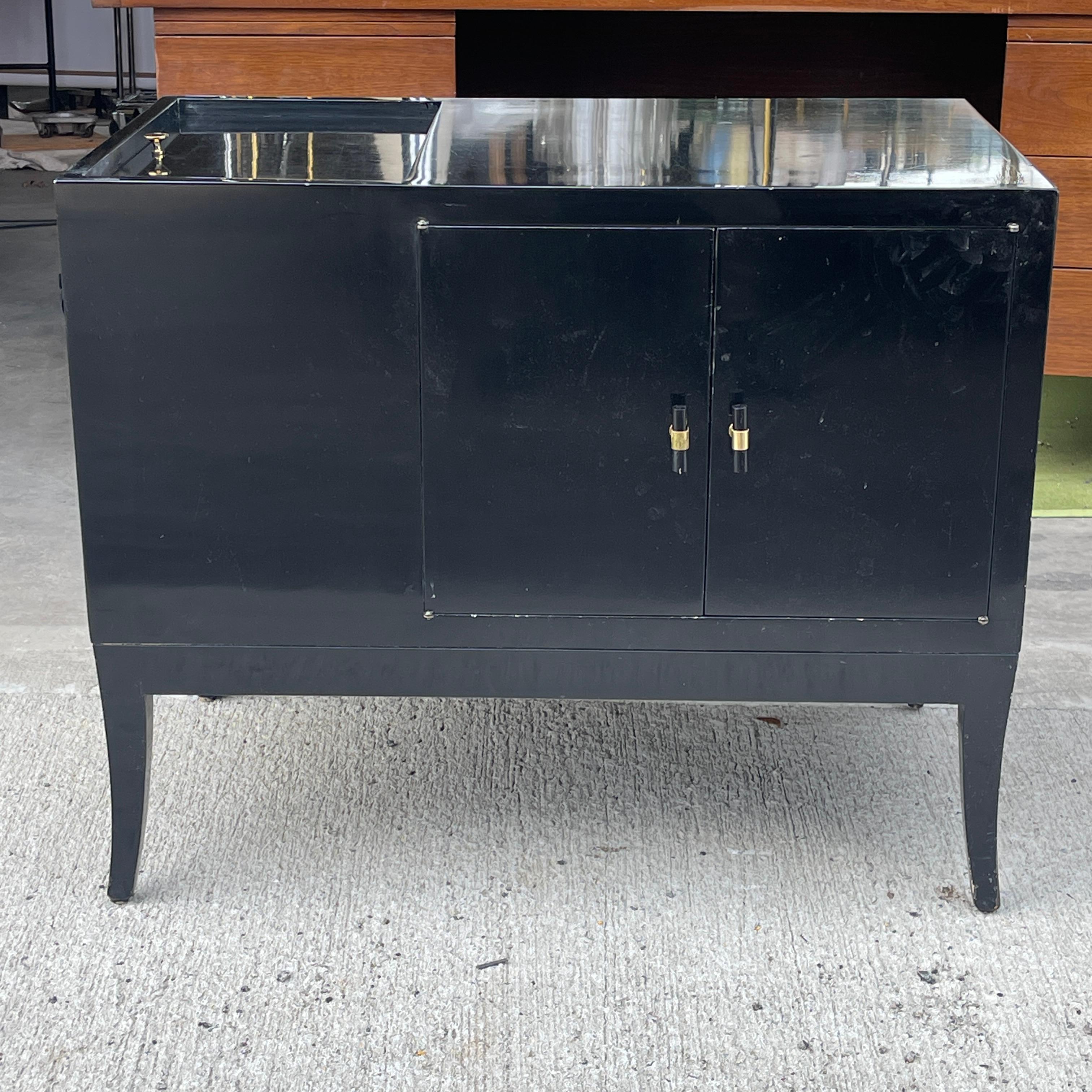 1950's Black Lacquer Bedside Cabinets For Sale 1
