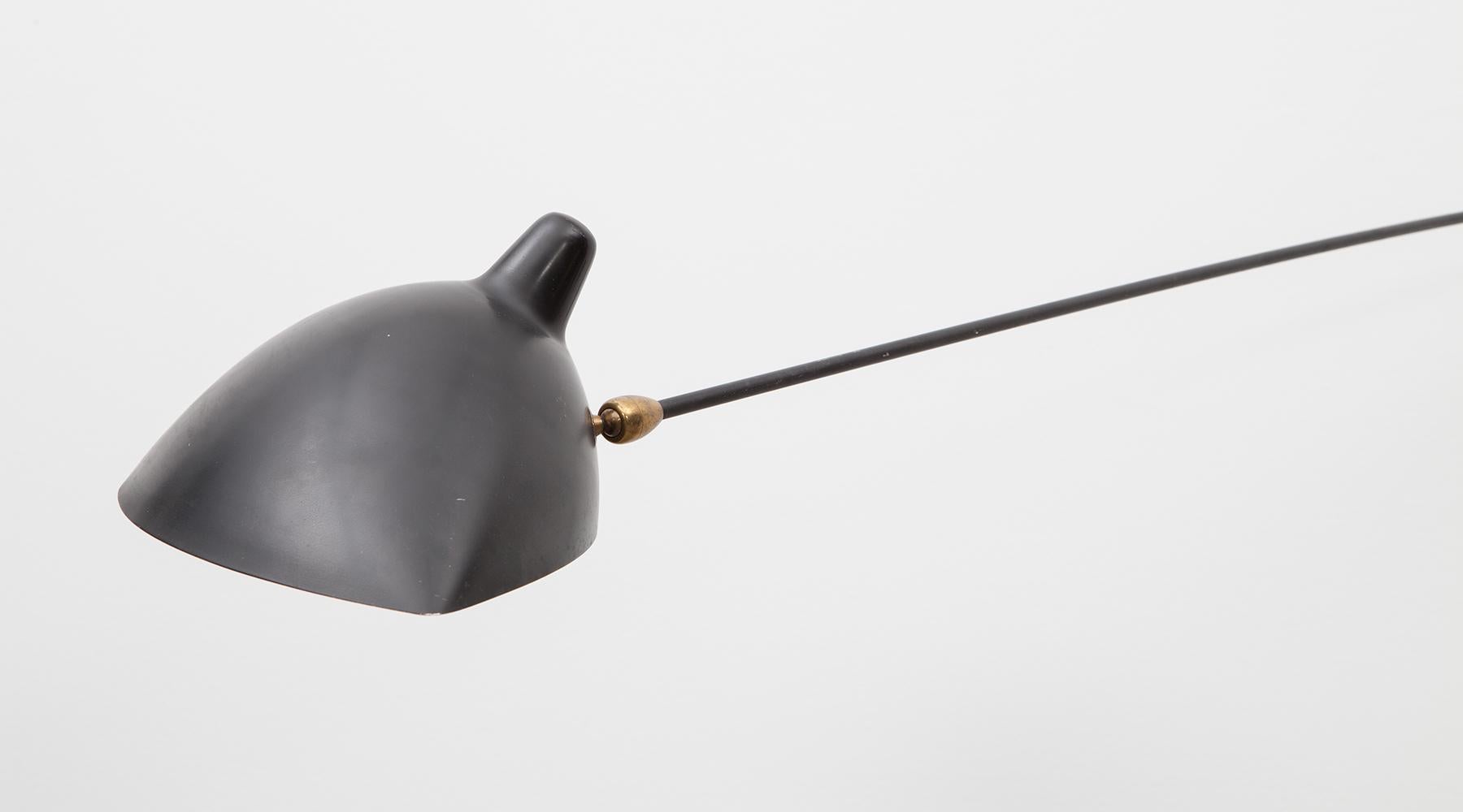 Mid-Century Modern 1950s Black Lacquered Metal Wall Lamp by Serge Mouille For Sale