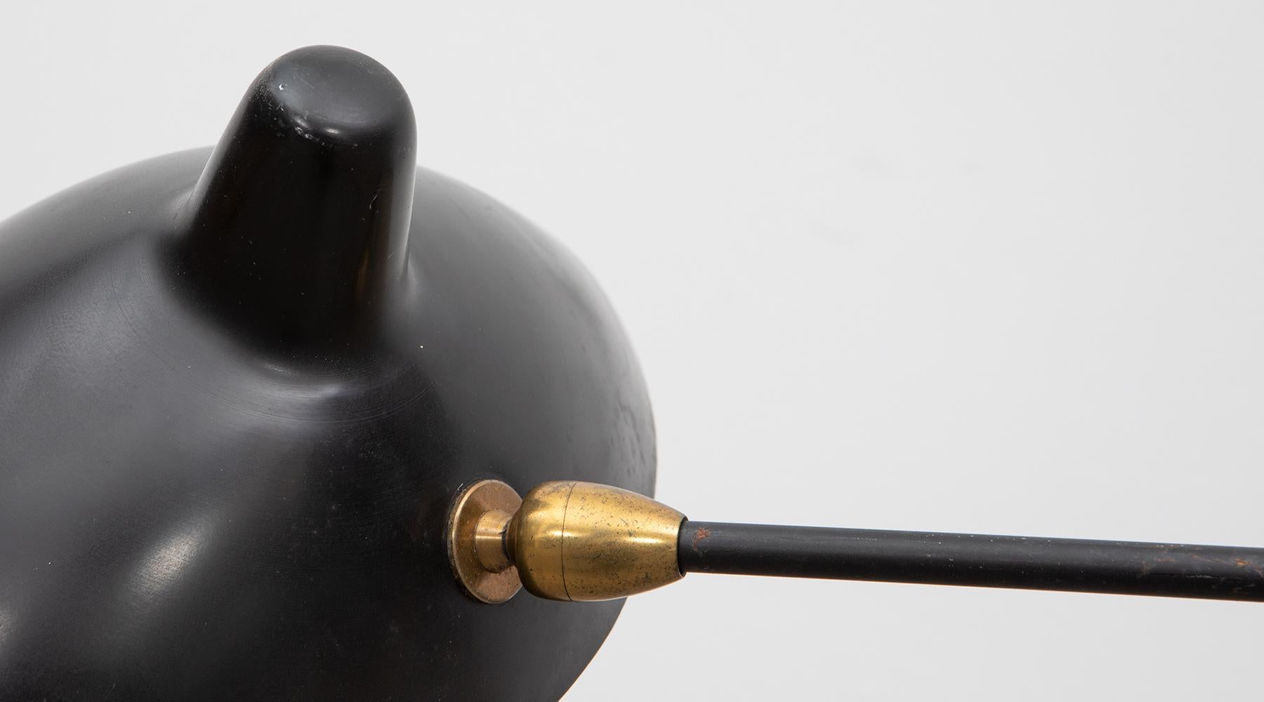 Mid-20th Century 1950s Black Lacquered Metal Wall Lamp by Serge Mouille For Sale