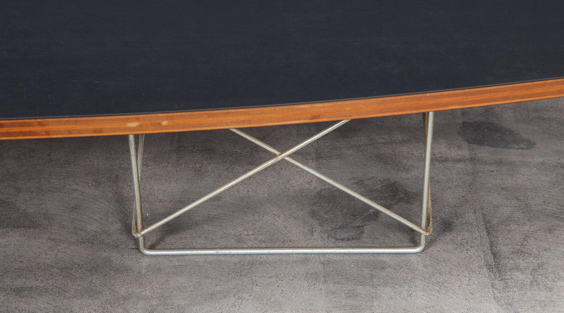 Mid-Century Modern 1950s Black Laminate on Metal Base Coffee Table by Charles & Ray Eames