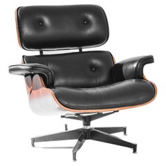 1950s Black Leather Eames Armchair