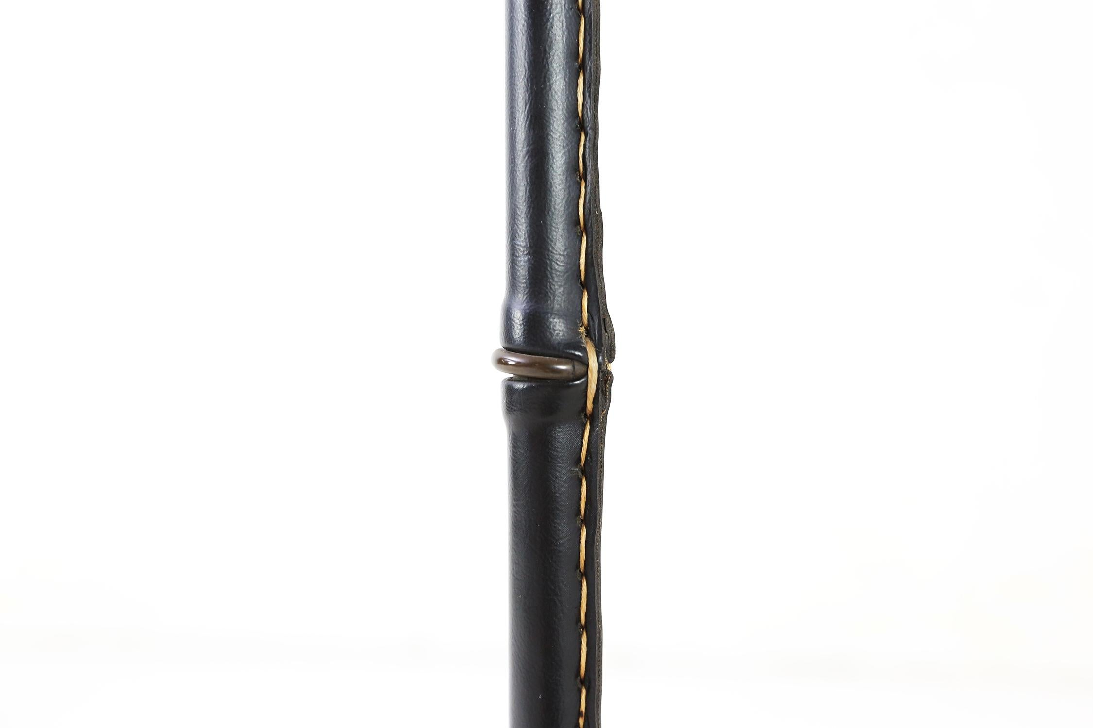 1950s Black Leather-Wrapped Brass Valet by Jacques Adnet 3