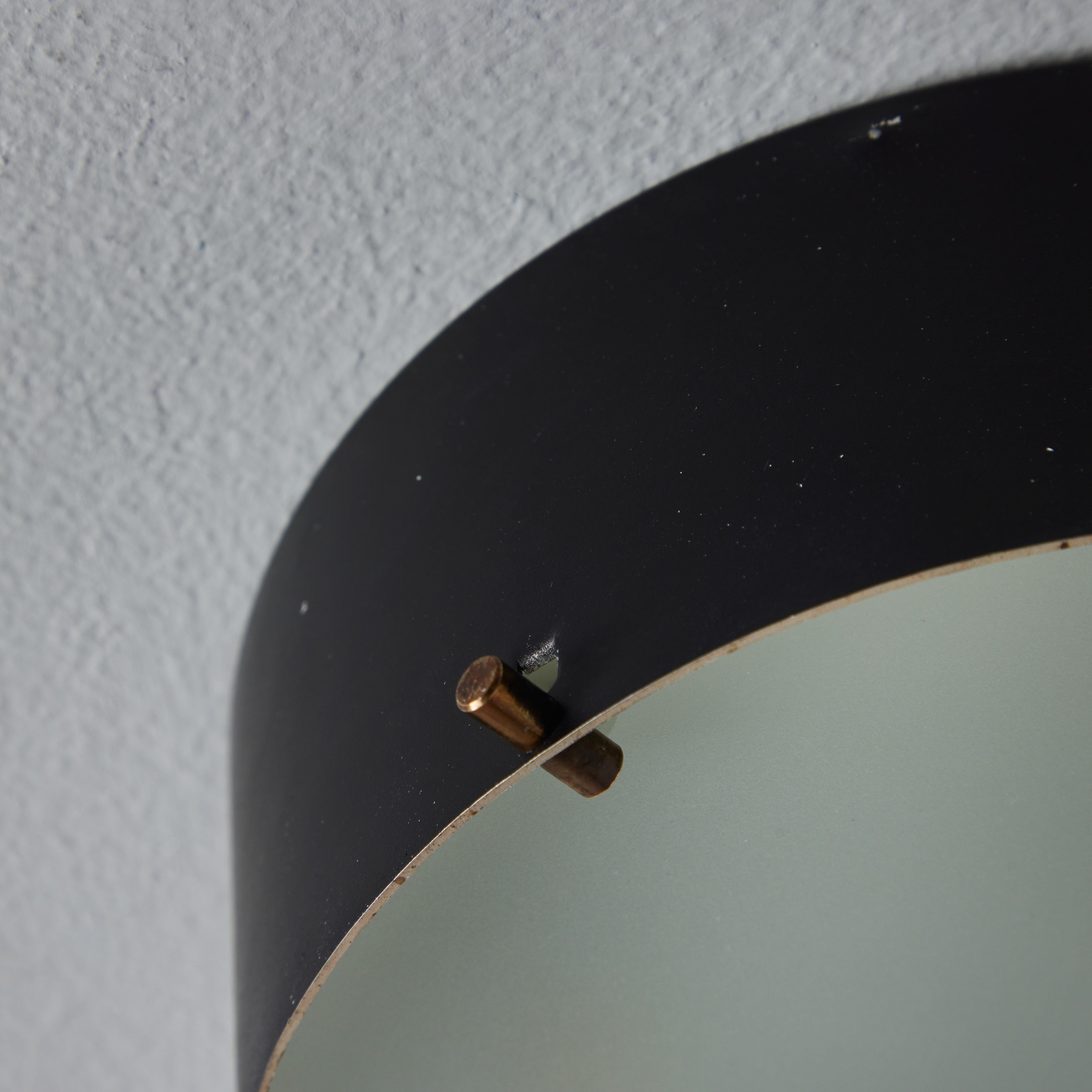 1950s Black Metal and Opaline Glass Ceiling Lamp by Bruno Gatta for Stilnovo For Sale 3