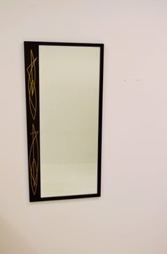 1950s Black Mirror with Inlays and Edgy Pattern
