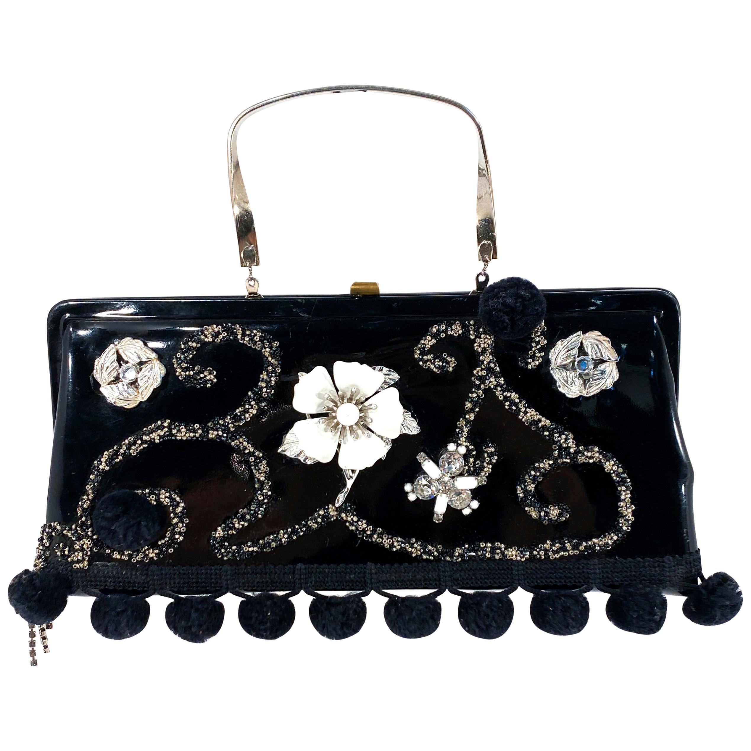 black patent clutch purse