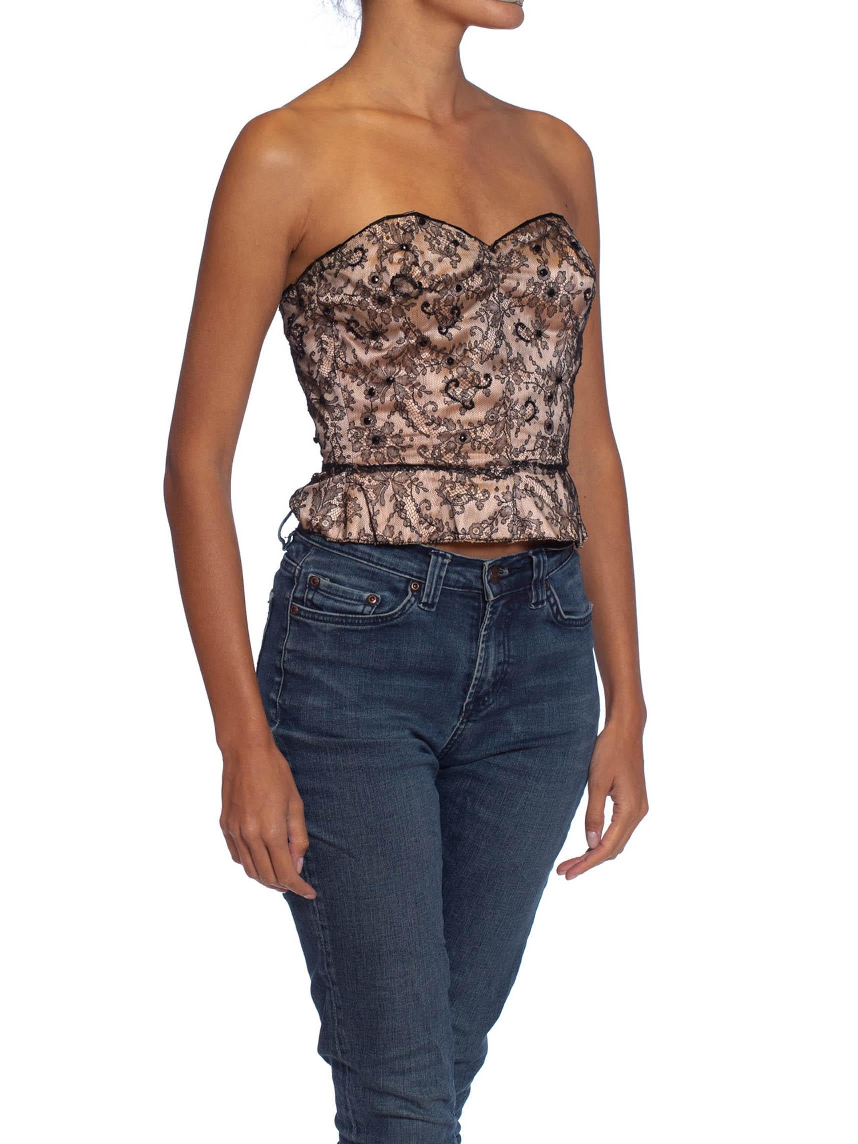 black lace strapless bustier