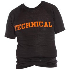 1950S Black Rayon & Cotton Custom Men's Football T-Shirt With "Technical" Appliq